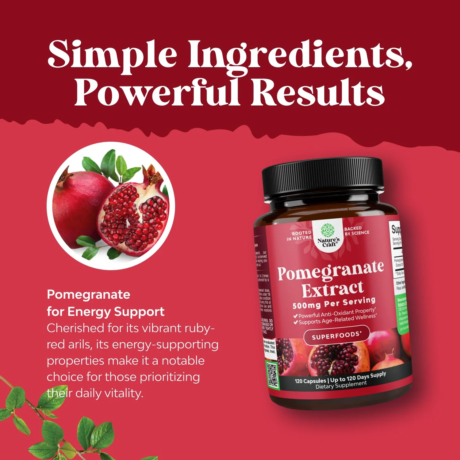 Pomegranate Antioxidant Supplement by Reds – Heart Health & Joint Support (120ct) - Image 4
