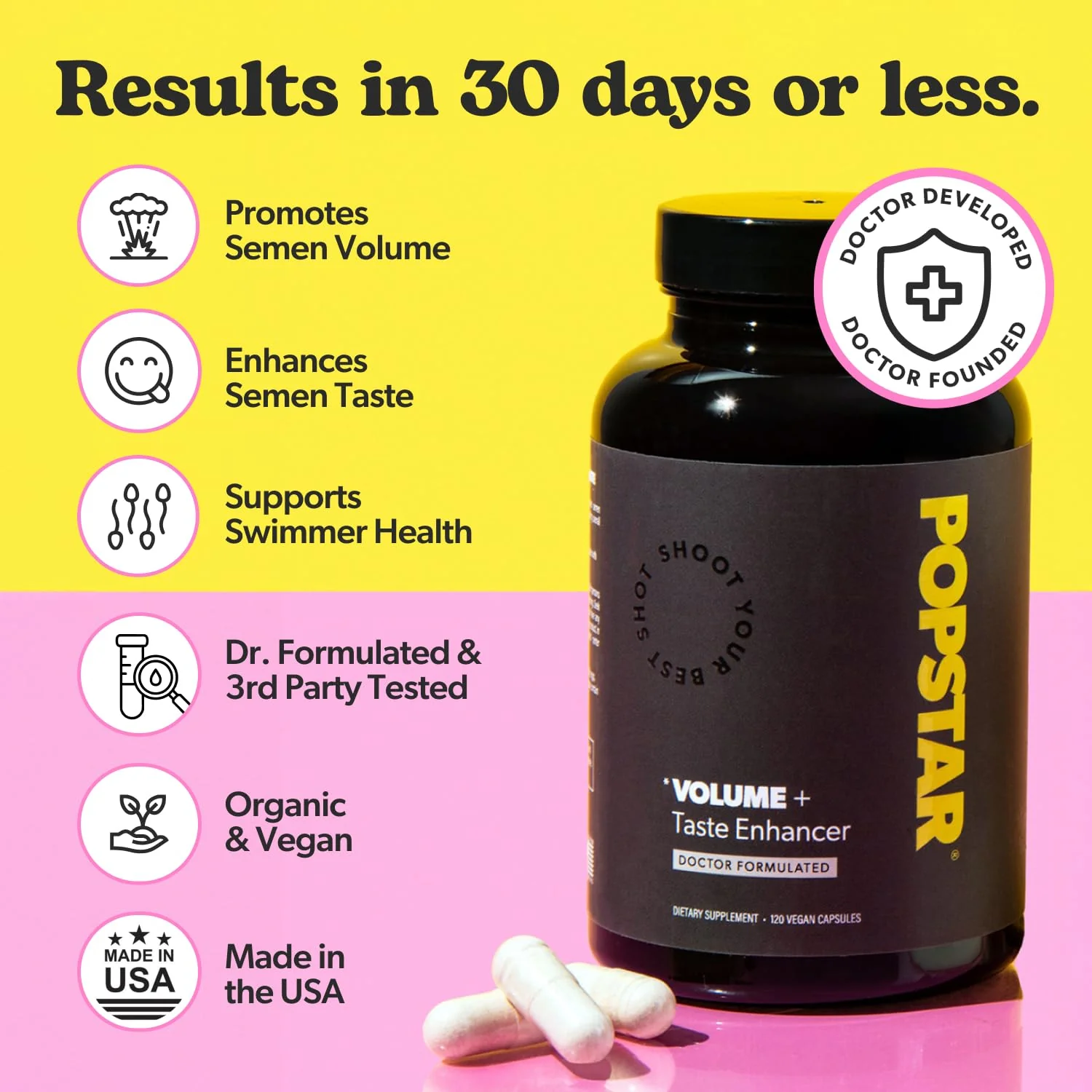 POPSTAR Labs Semen Volume Booster – Doctor-Formulated, 240 Capsules, Made in USA - Image 2