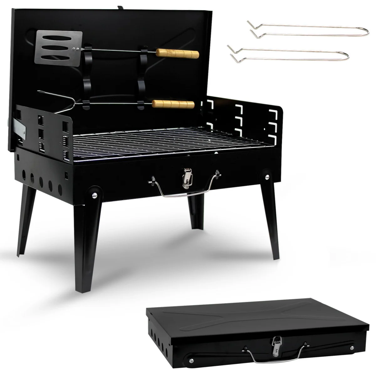 Portable Folding Charcoal BBQ Barbecue Camping Grill Travel Picnic Outdoor - Image 5