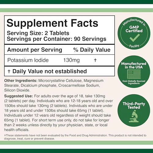 Potassium Iodide 130mg Tablets | 180 Count, 3-Month Emergency Supply | Double Wood (Pack of 2) - Image 2