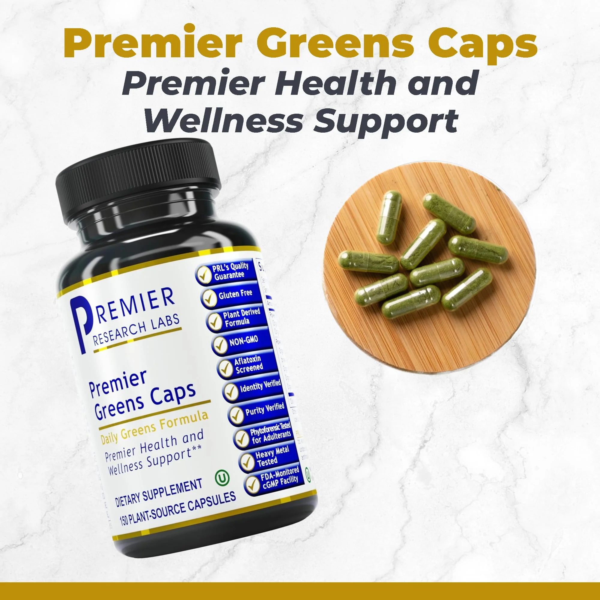 Premier Greens Capsules | Premier Research Labs – Super Greens, Kale & Chlorella | 150 Vegetarian Capsules - Image 2