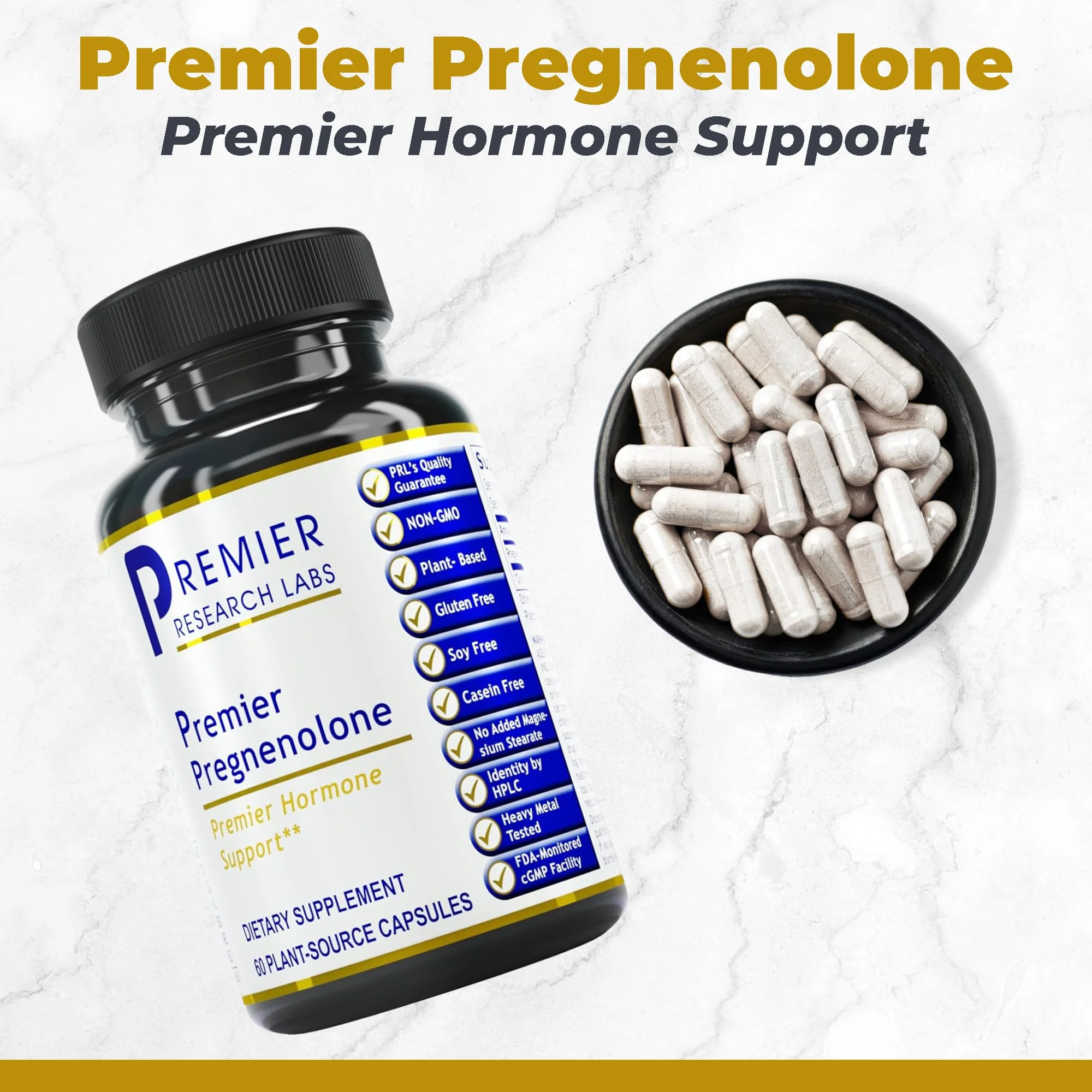 Premier Pregnenolone 100mg - Hormone Support for Women & Men | 60 Veg Capsules - Image 2