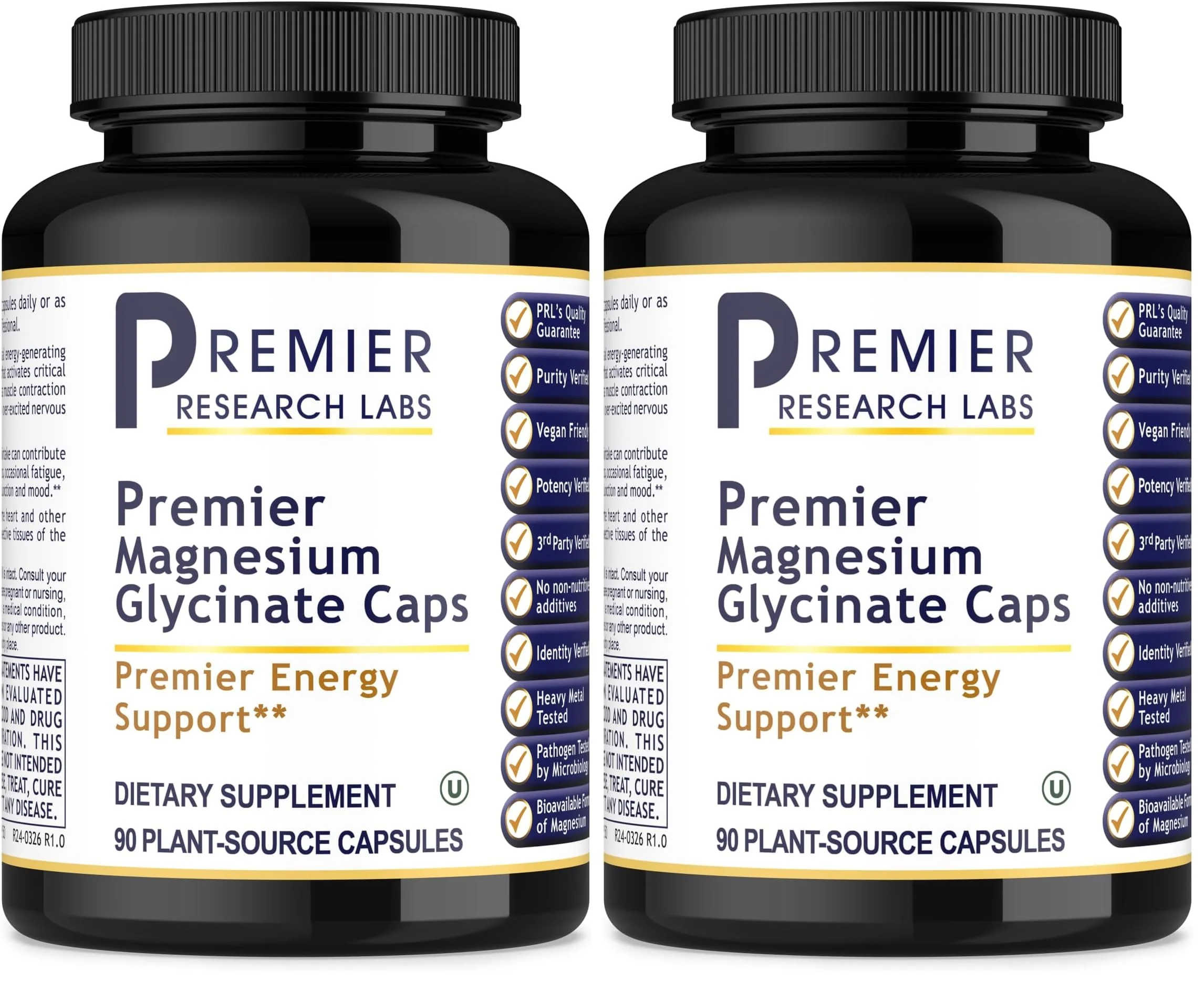 Premier Research Labs Magnesium Glycinate Supplement - High Absorption, Sleep Support, Vegan, 90 Capsules (Pack of 2)