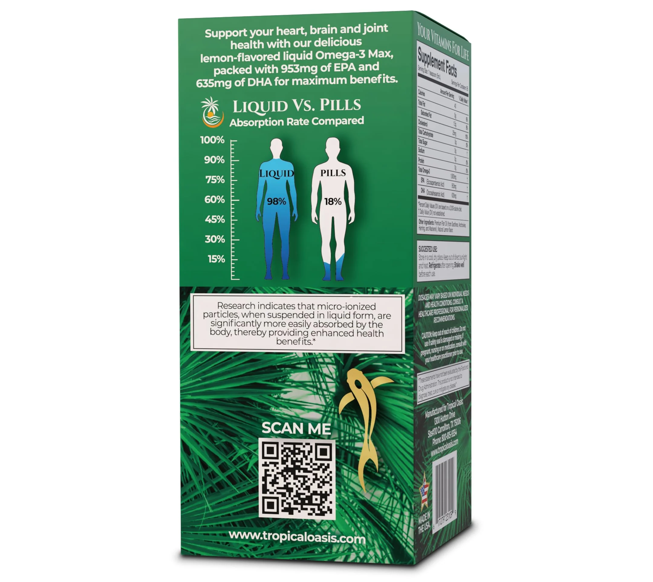 Premium Omega-3 Fish Oil Liquid - 1805mg EPA & DHA per Serving - Image 3