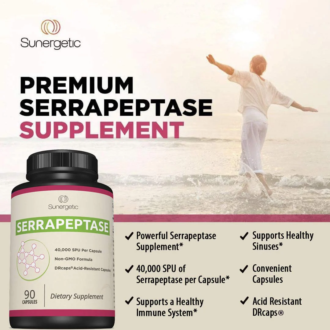Premium Serrapeptase Enzyme Supplement – 40,000 SPU per Capsule | 90 Enteric Coated Capsules (Pack of 2) - Image 4