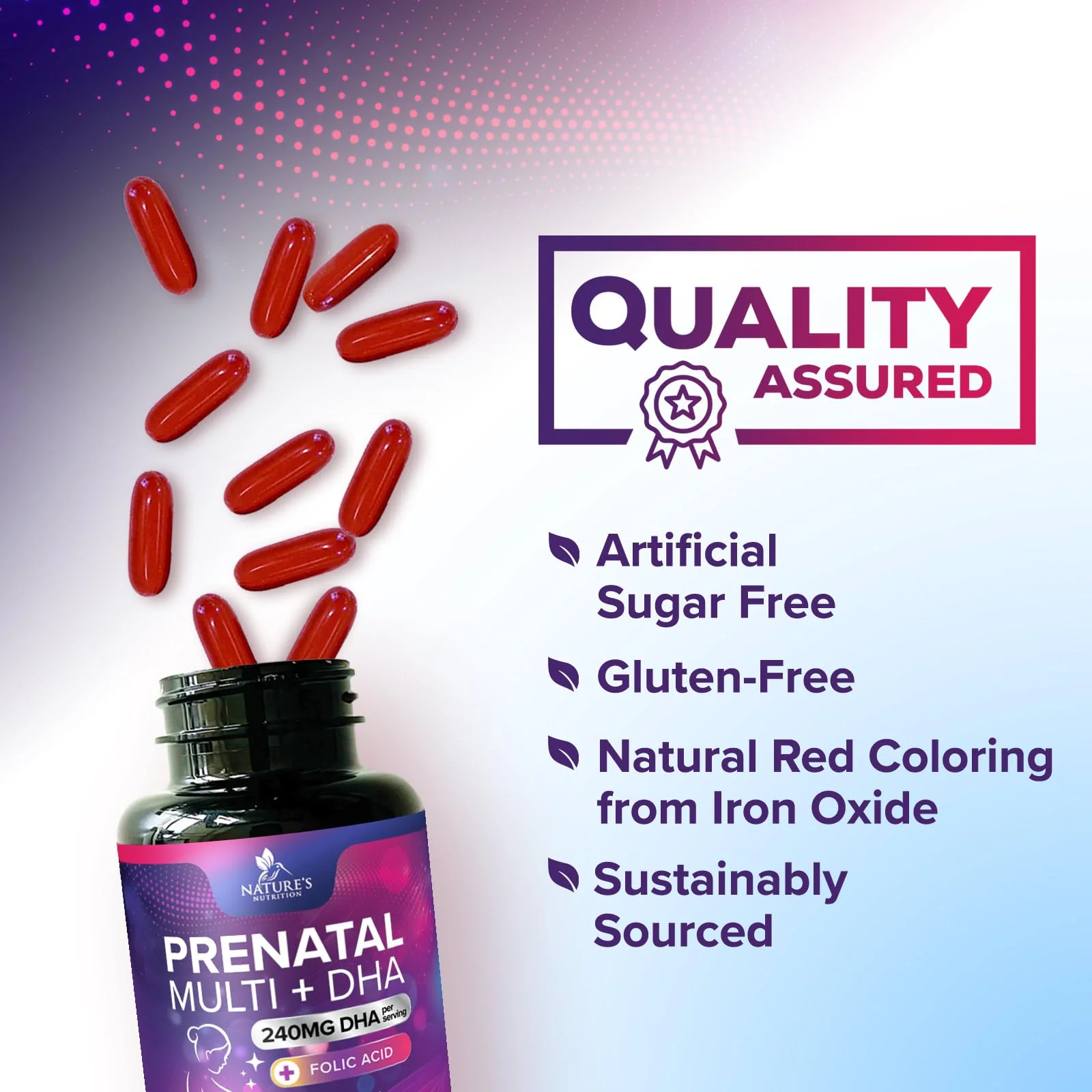 Prenatal Vitamins with Folic Acid & DHA - 240 Softgels | Omega-3 & Iron - Image 8