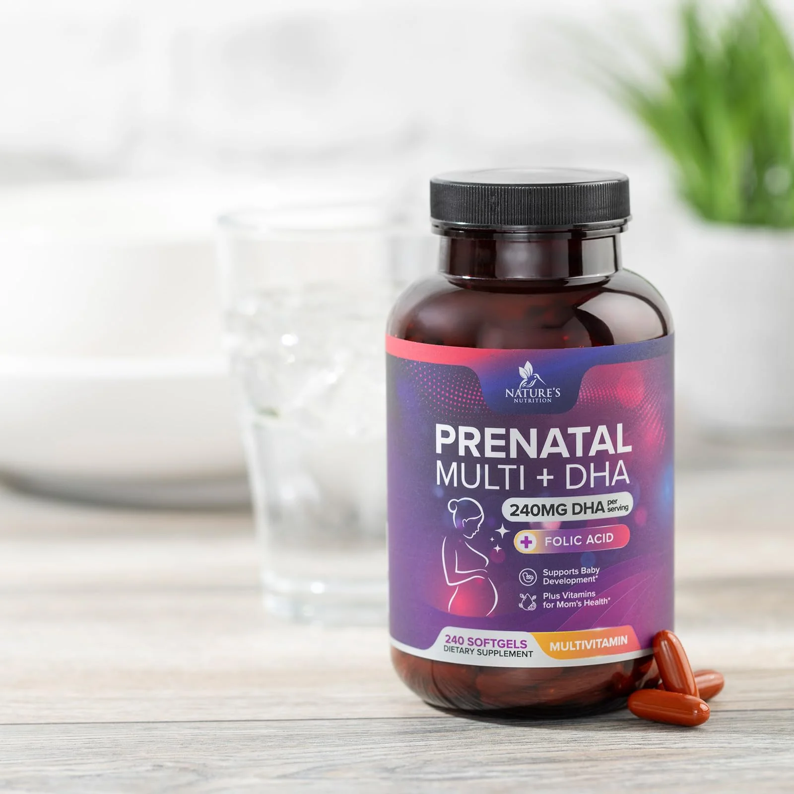 Prenatal Vitamins with Folic Acid & DHA - 240 Softgels | Omega-3 & Iron - Image 9