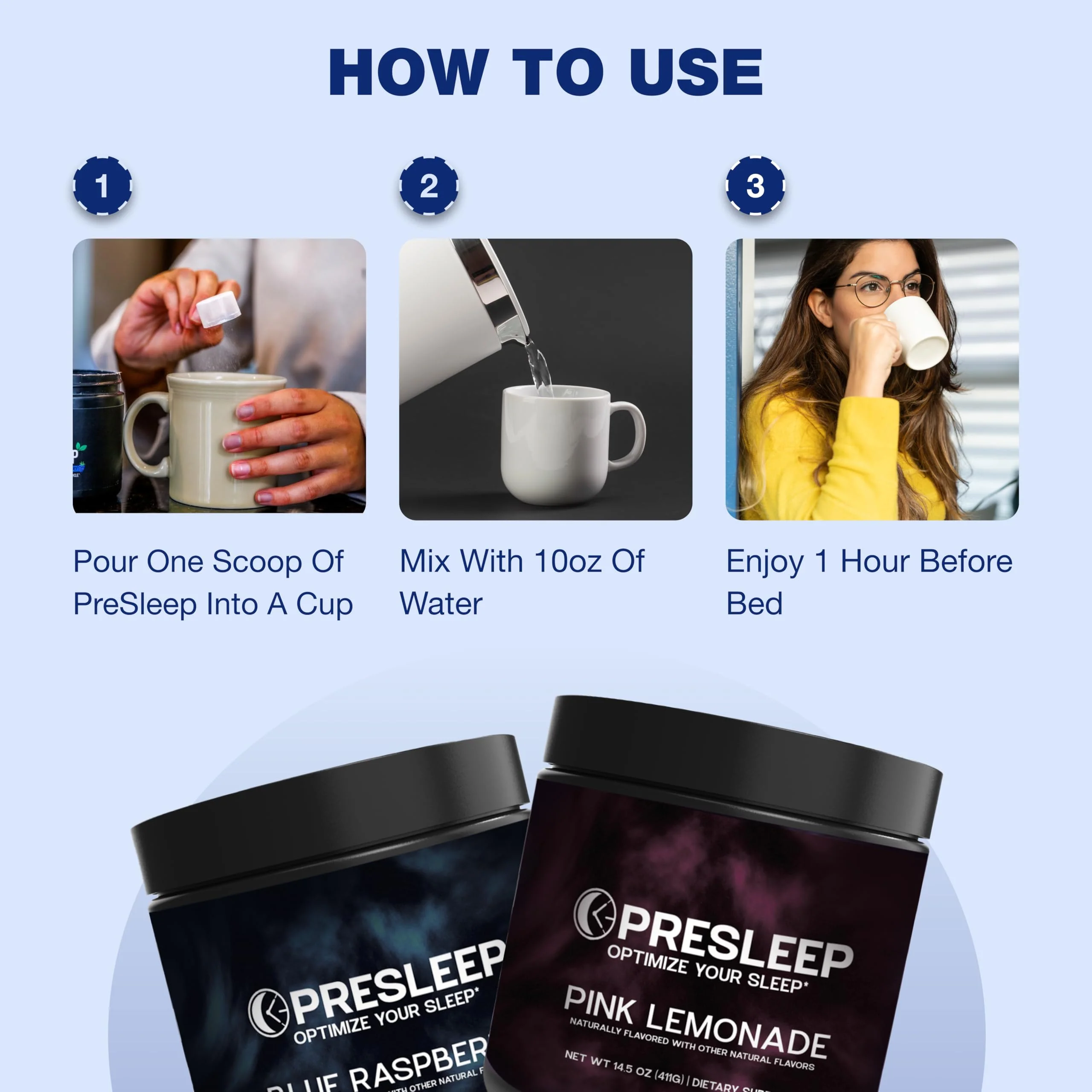 PreSleep Natural Sleep Powder – Melatonin-Free Sleep Aid with Magnesium Glycinate, L-Theanine & Glycine – Non-Habit Forming, Vegan, Gluten Free, 30 Servings - Image 2