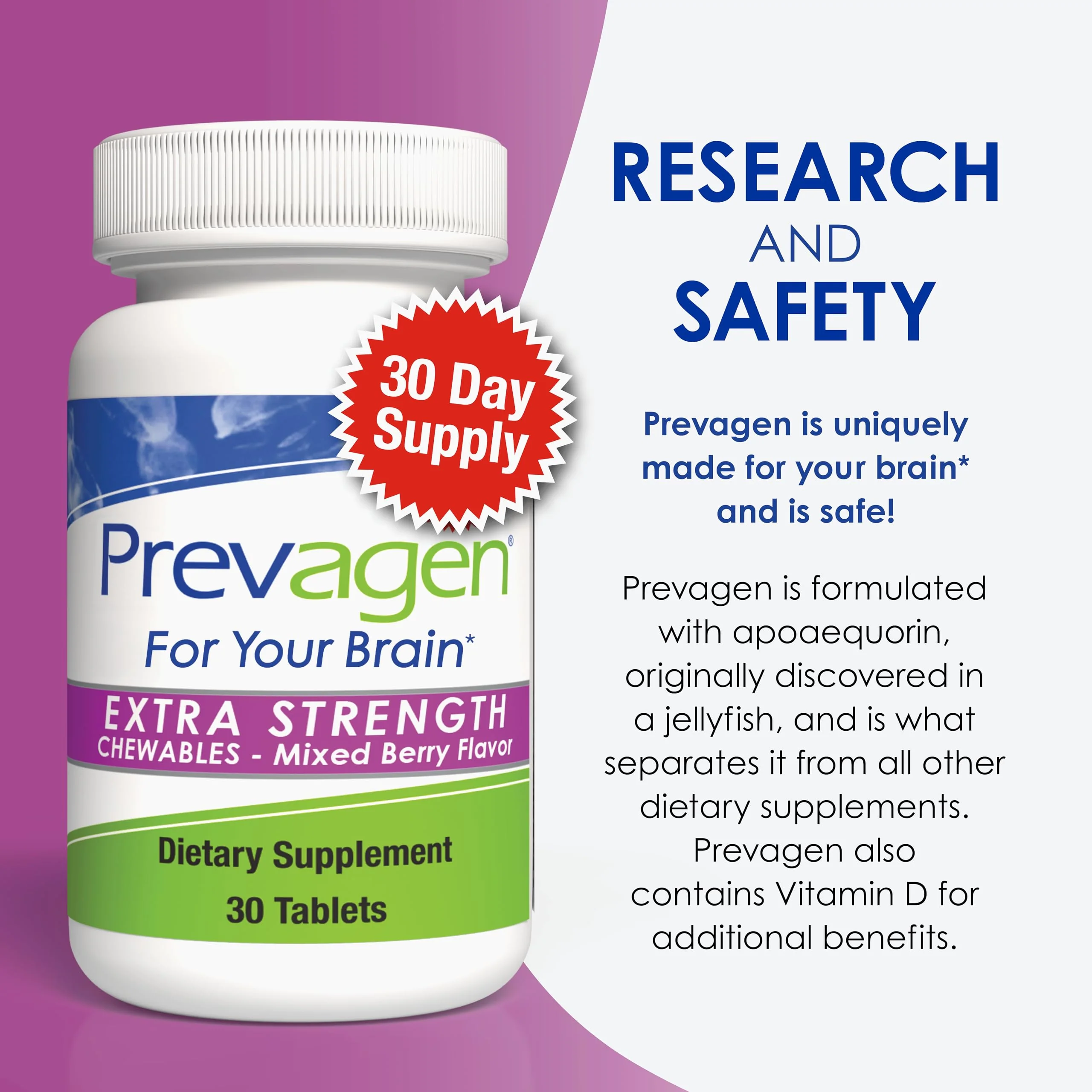 Prevagen Extra Strength Mixed Berry Chewables – 30 Tablets (1 Month) | Apoaequorin 20 mg + Vitamin D3 | 7-Day Pill Minder - Image 6