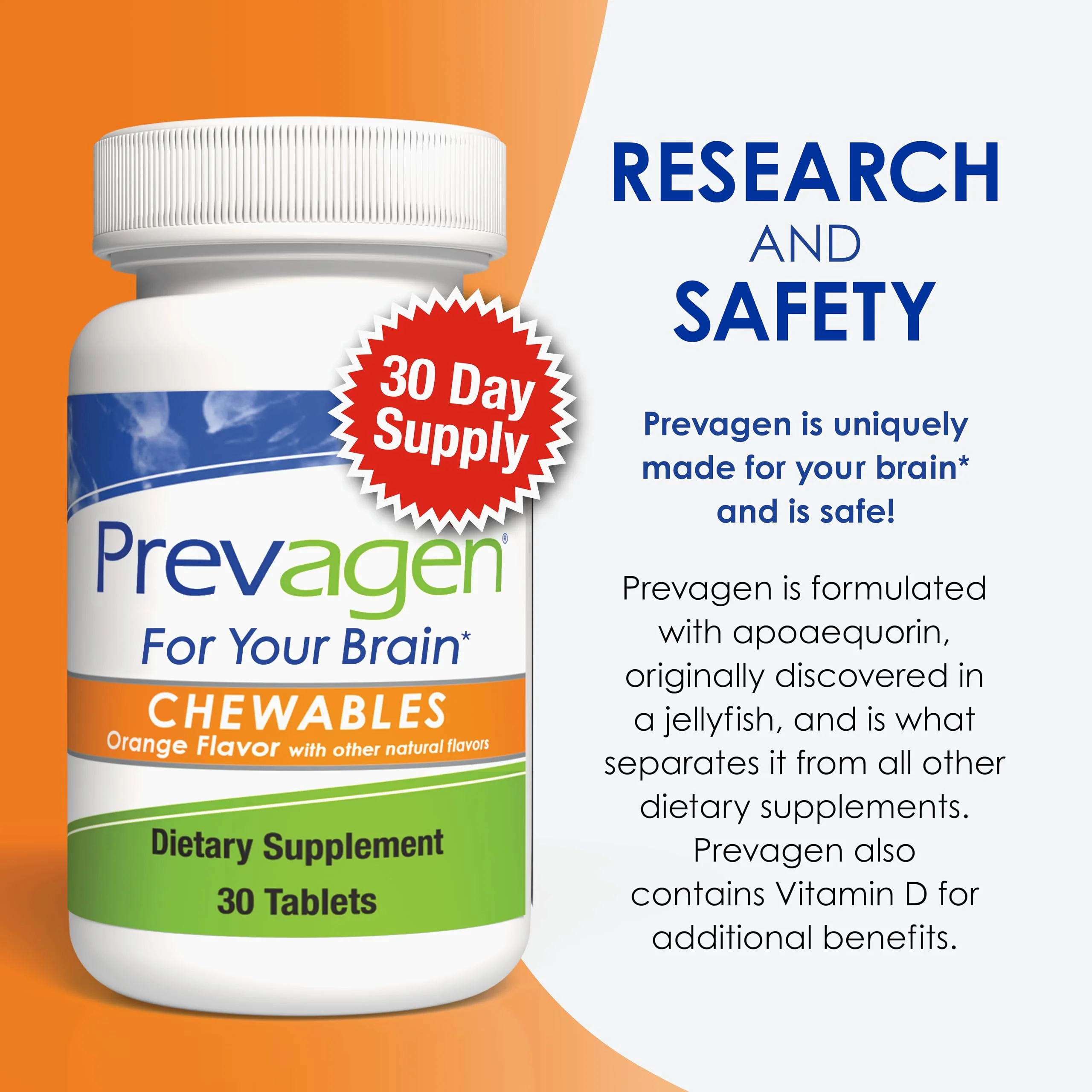 Prevagen Regular Strength Orange Chewables — 30 Tablets (1 Month) | 10 mg Apoaequorin + Vitamin D3 | 7-Day Pill Minder - Image 6