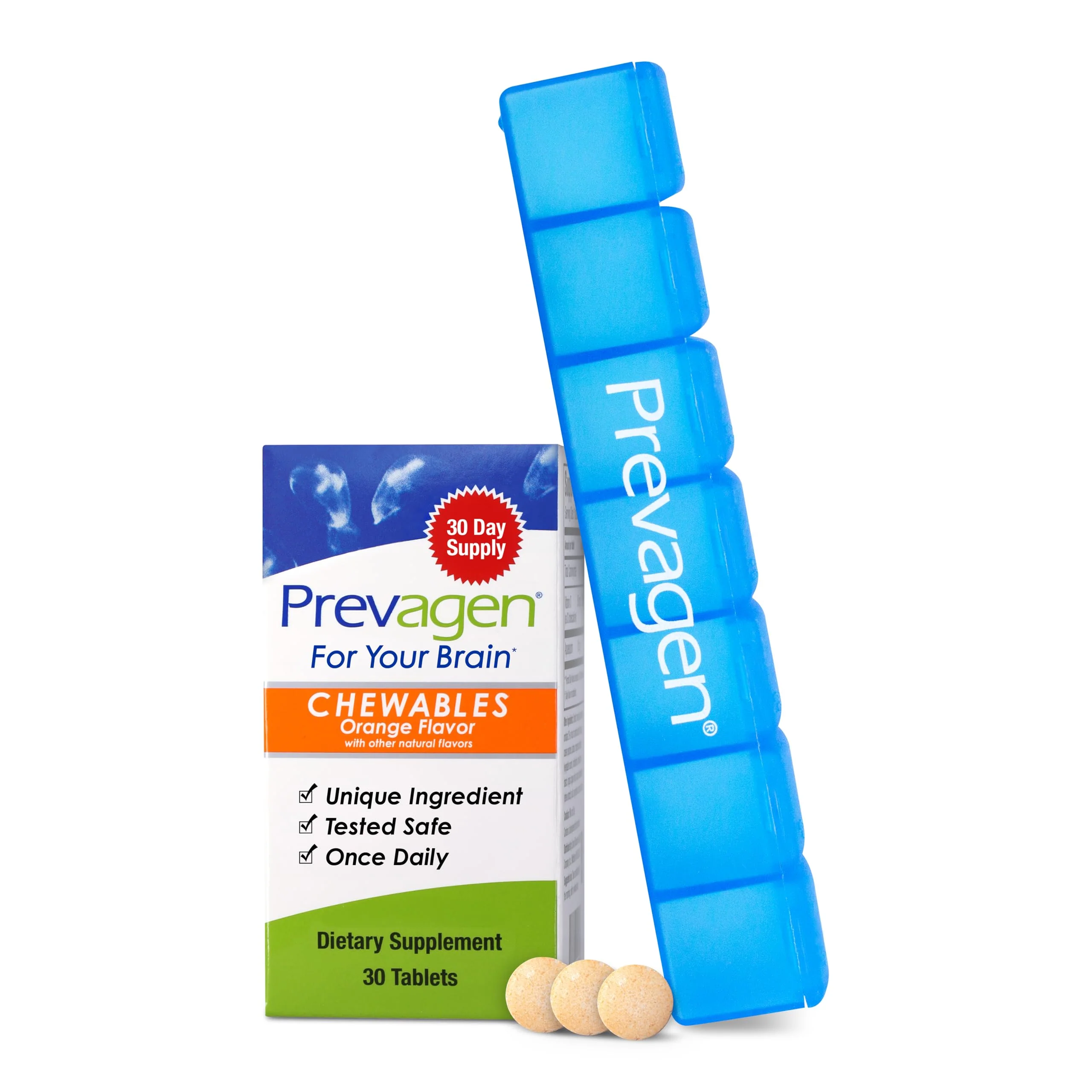 Prevagen Regular Strength Orange Chewables — 30 Tablets (1 Month) | 10 mg Apoaequorin + Vitamin D3 | 7-Day Pill Minder - Image 8