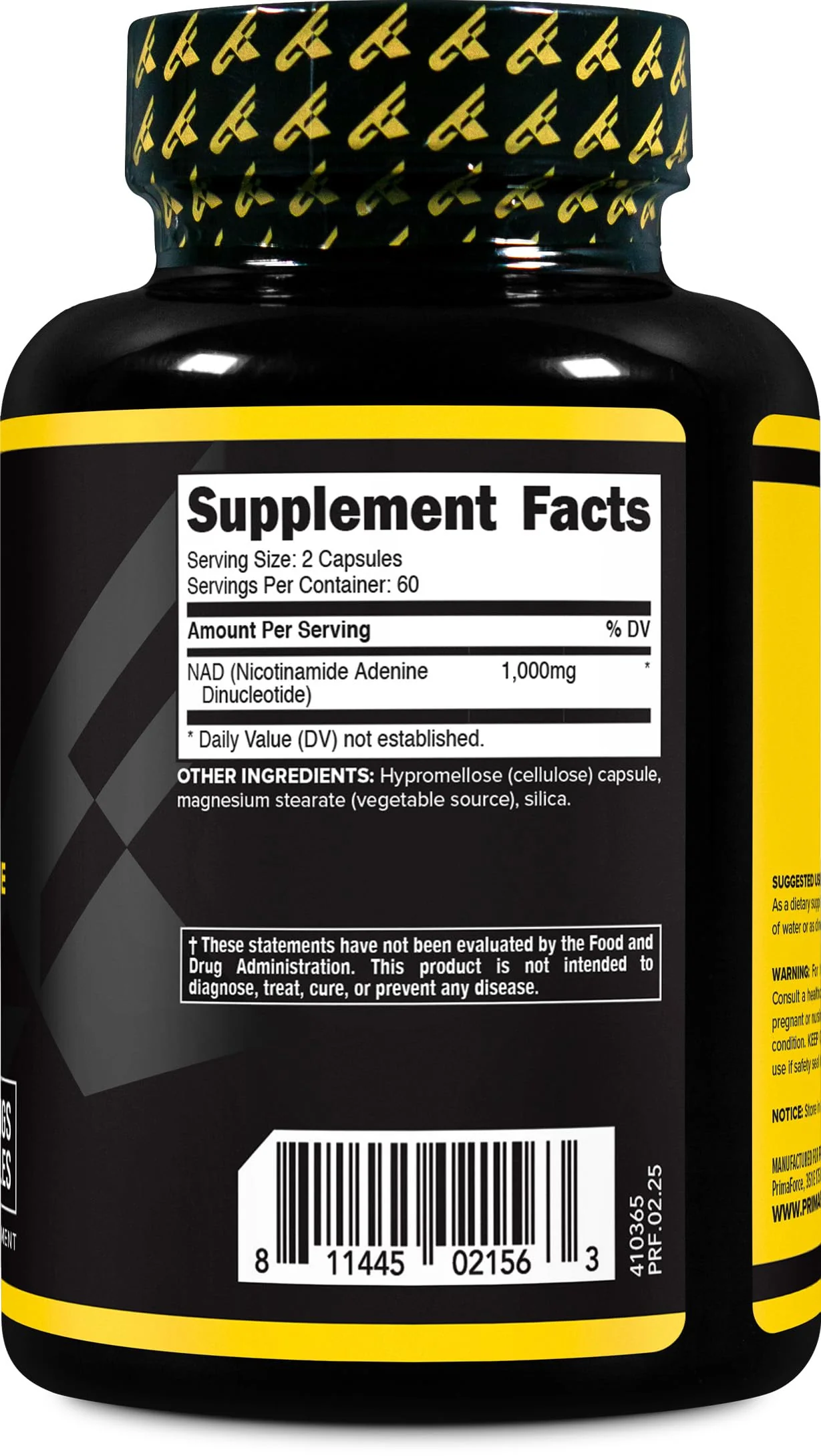 Primaforce NAD+ 1000 mg Supplement - 120 Capsules (60 Servings) | Nicotinamide Adenine Dinucleotide - Image 4