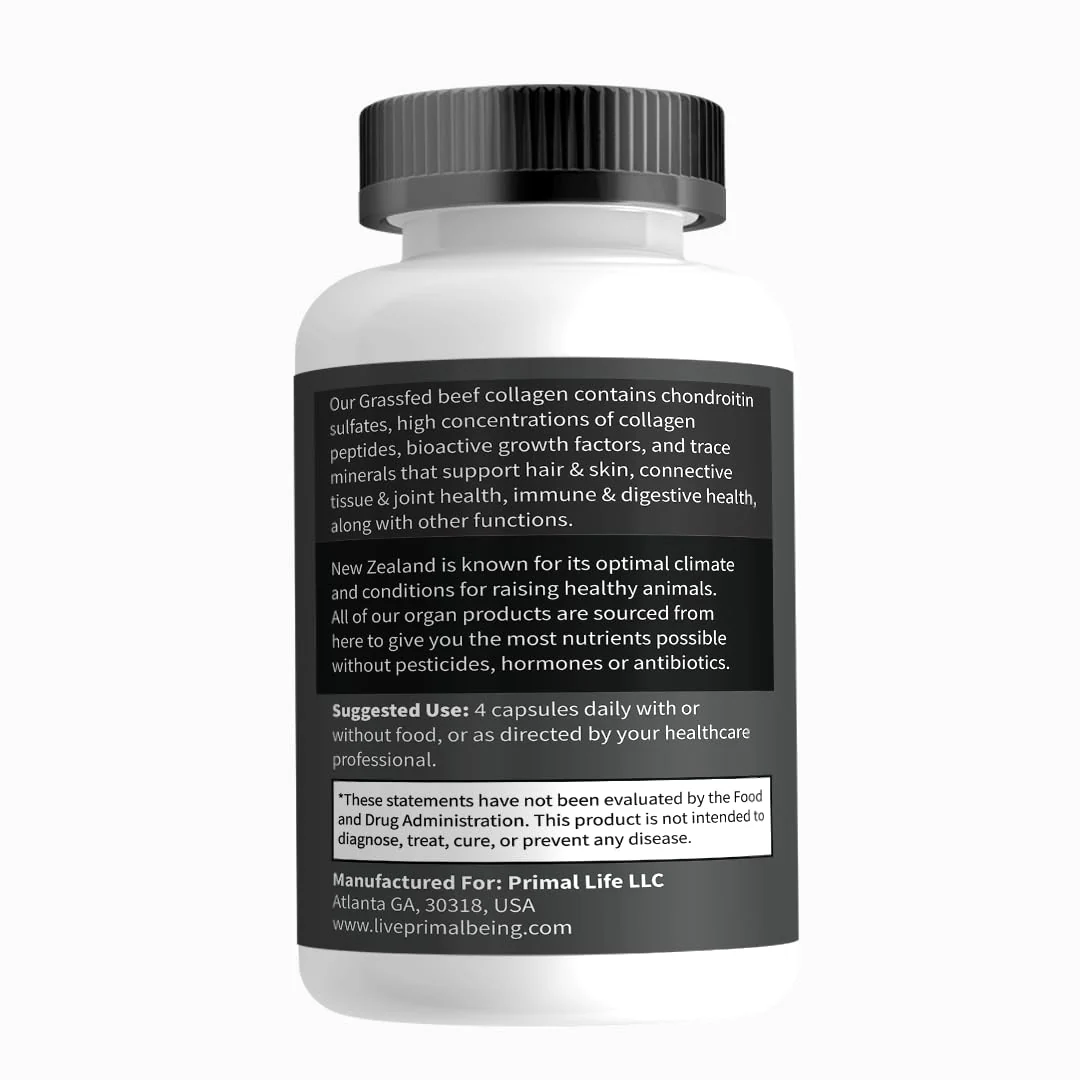 Primal Being Grass-Fed Beef Cartilage Collagen (Type I-V & XI) – Hair, Skin, Nails & Joints | 120 Capsules - Image 3
