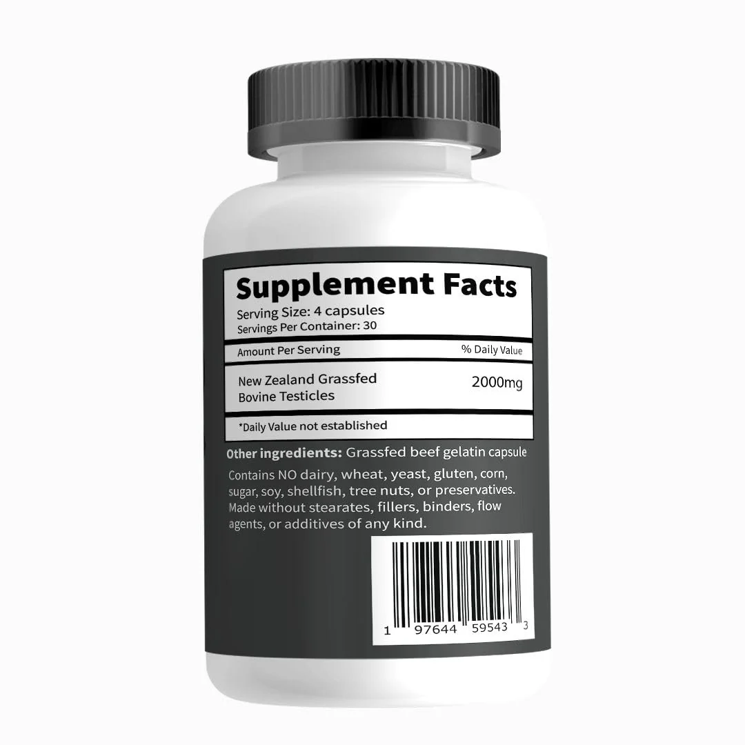 Primal Being Grassfed Beef Testes Capsules – NZ Sourced, 2,000 mg per Serving, 120 Capsules - Image 3