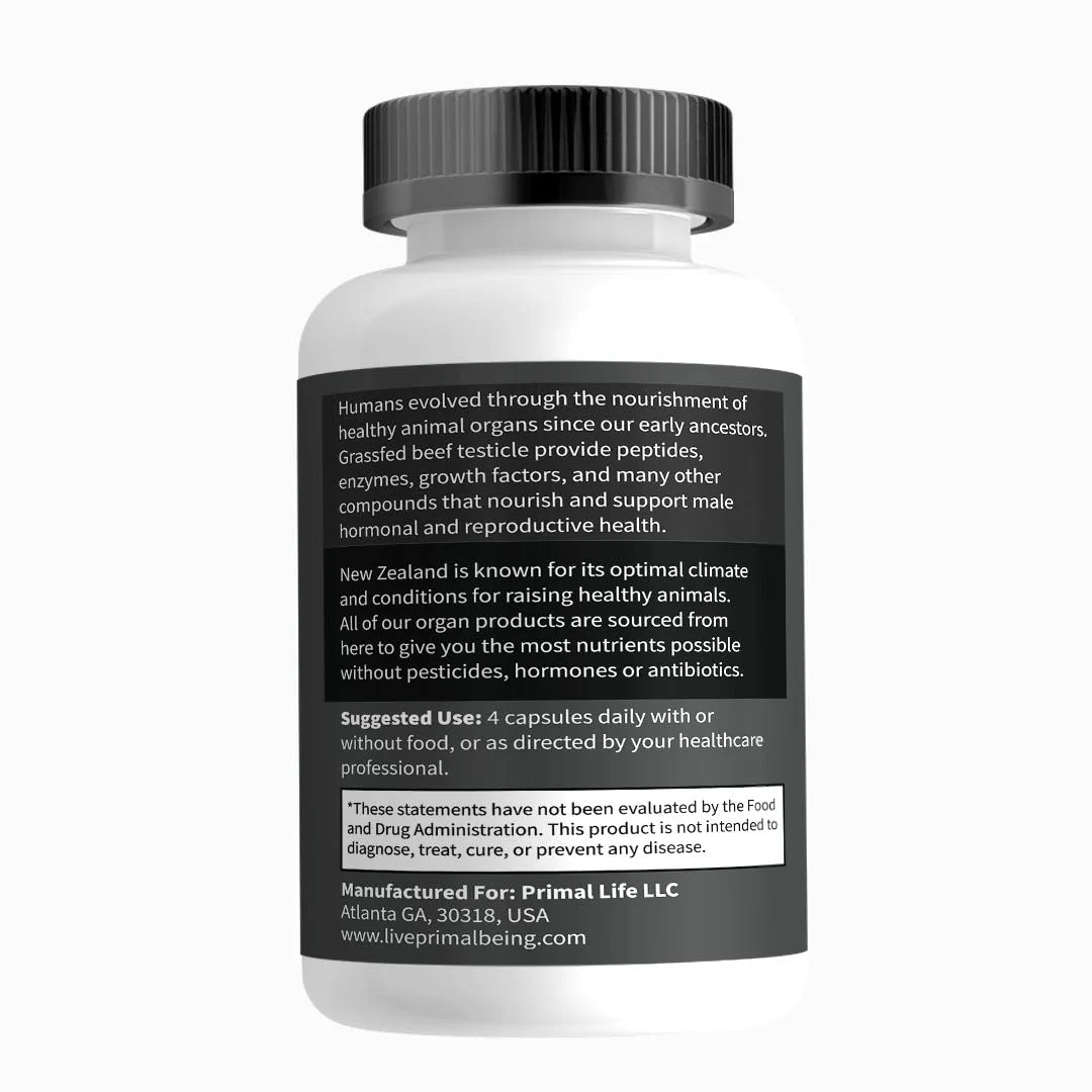 Primal Being Grassfed Beef Testes Capsules – NZ Sourced, 2,000 mg per Serving, 120 Capsules - Image 4