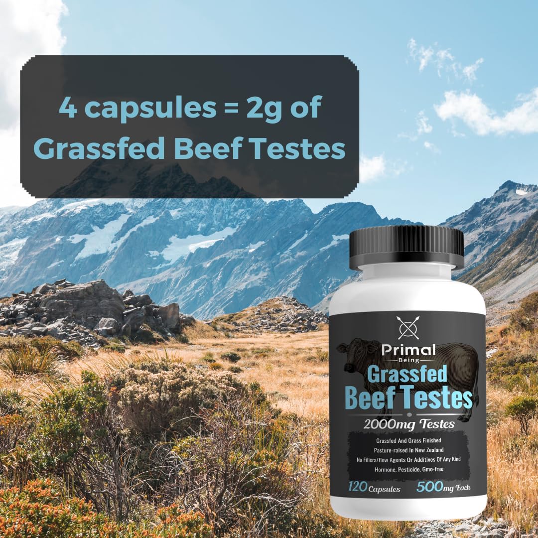 Primal Being Grassfed Beef Testes Capsules – NZ Sourced, 2,000 mg per Serving, 120 Capsules - Image 5
