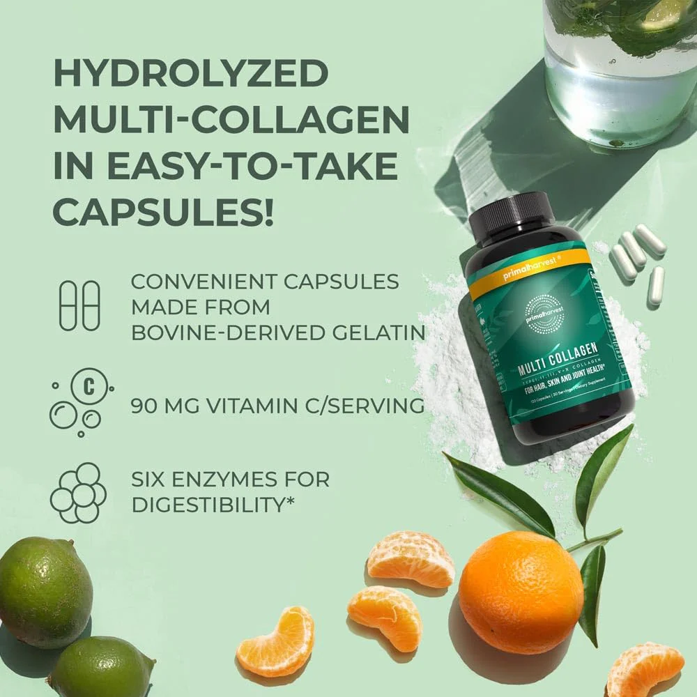 Primal Harvest Multi Collagen Pills (Type I II III V X) 120 Capsules – Hair Skin Nails - Image 5