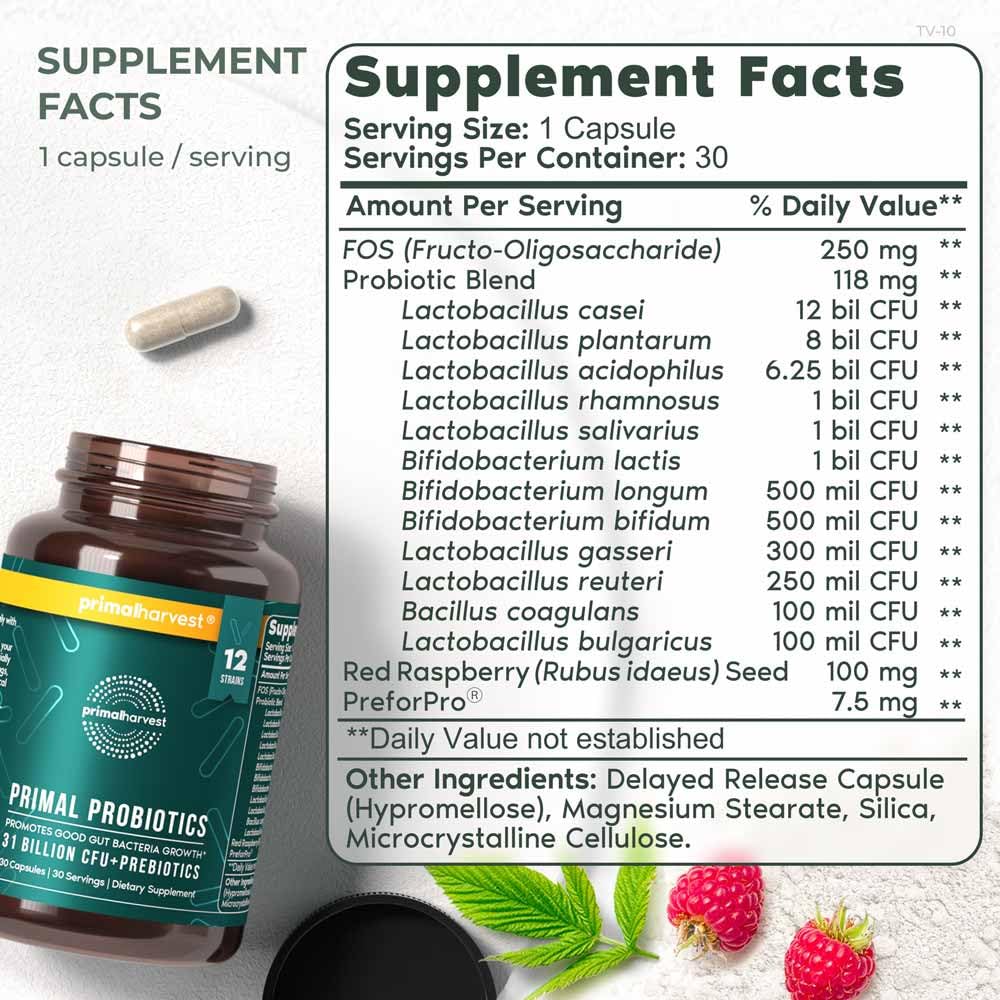 Primal Harvest Probiotics for Women and Men – Shelf-Stable Daily Prebiotic Probiotic 60 Capsules (2 Pack) - Image 8