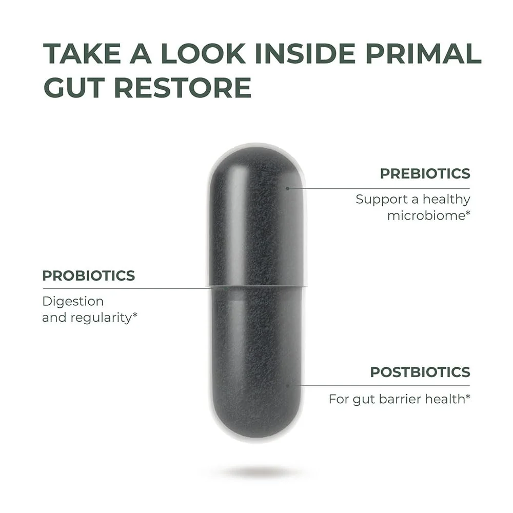 Primal Harvest Restore Gut Health – PRE/PRO/Postbiotics, 60 CT | Digestive Support for Women & Men - Image 5