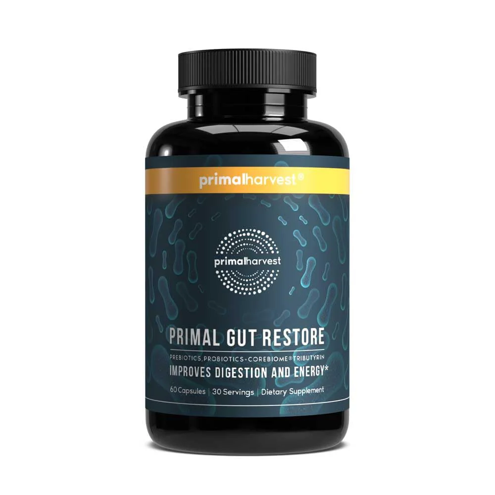 Primal Harvest Restore Gut Health – PRE/PRO/Postbiotics, 60 CT | Digestive Support for Women & Men - Image 8