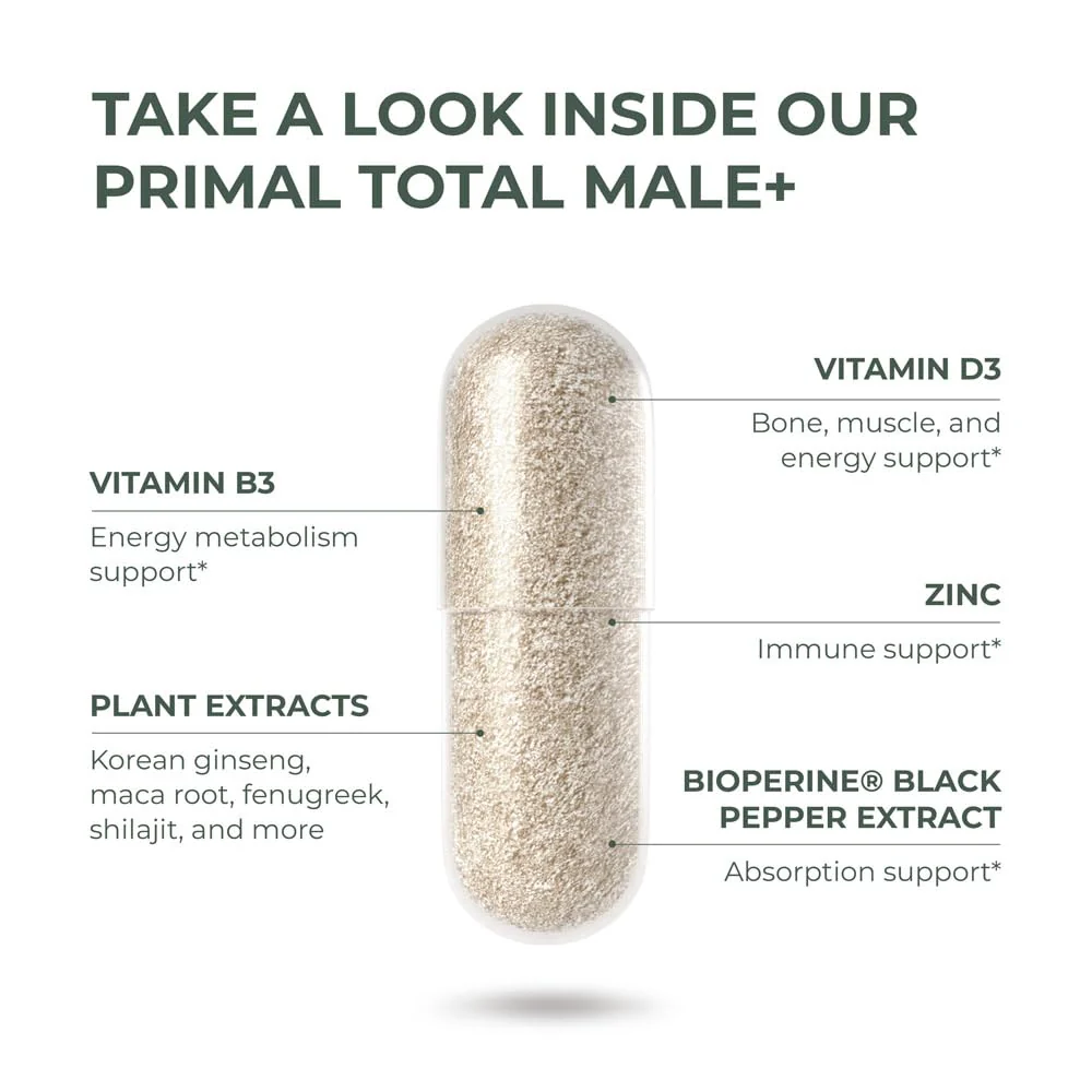 Primal Harvest Total Male+ Multivitamin for Men – Energy & Vitality (90 Count) - Image 15