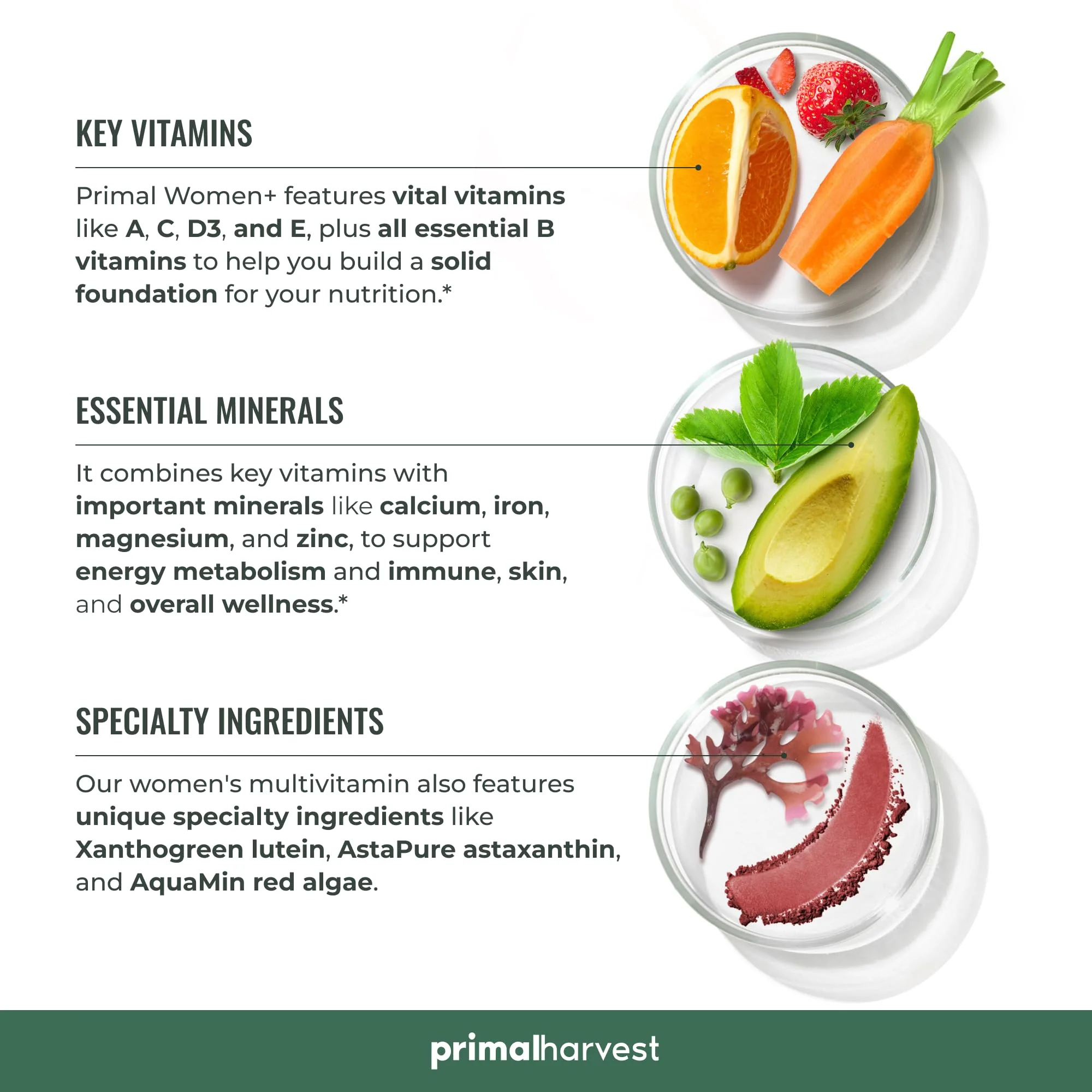 Primal Harvest Women+ Multivitamin — Energy, Immune Support, Skin Health, 60 Capsules - Image 4