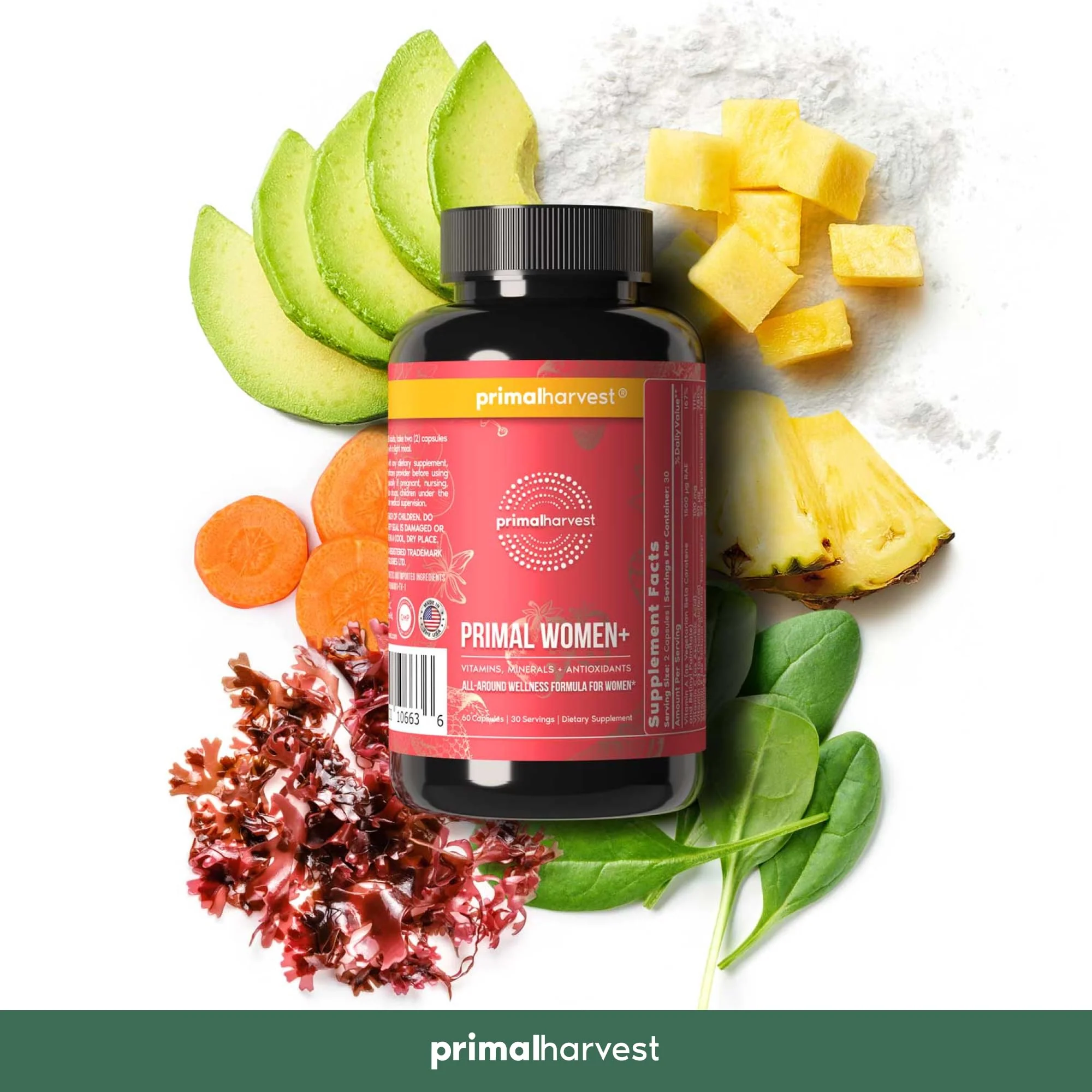 Primal Harvest Women+ Multivitamin — Energy, Immune Support, Skin Health, 60 Capsules - Image 5