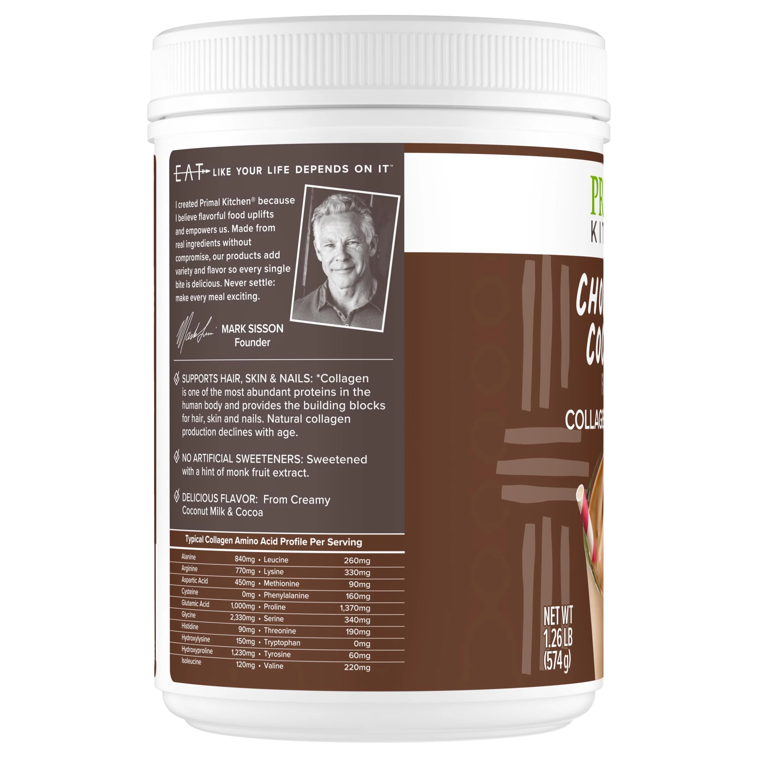 Primal Kitchen Chocolate Collagen Fuel Drink Mix – Chocolate Coconut Collagen Peptides, Dairy-Free & Sugar-Free, 20 oz - Image 5