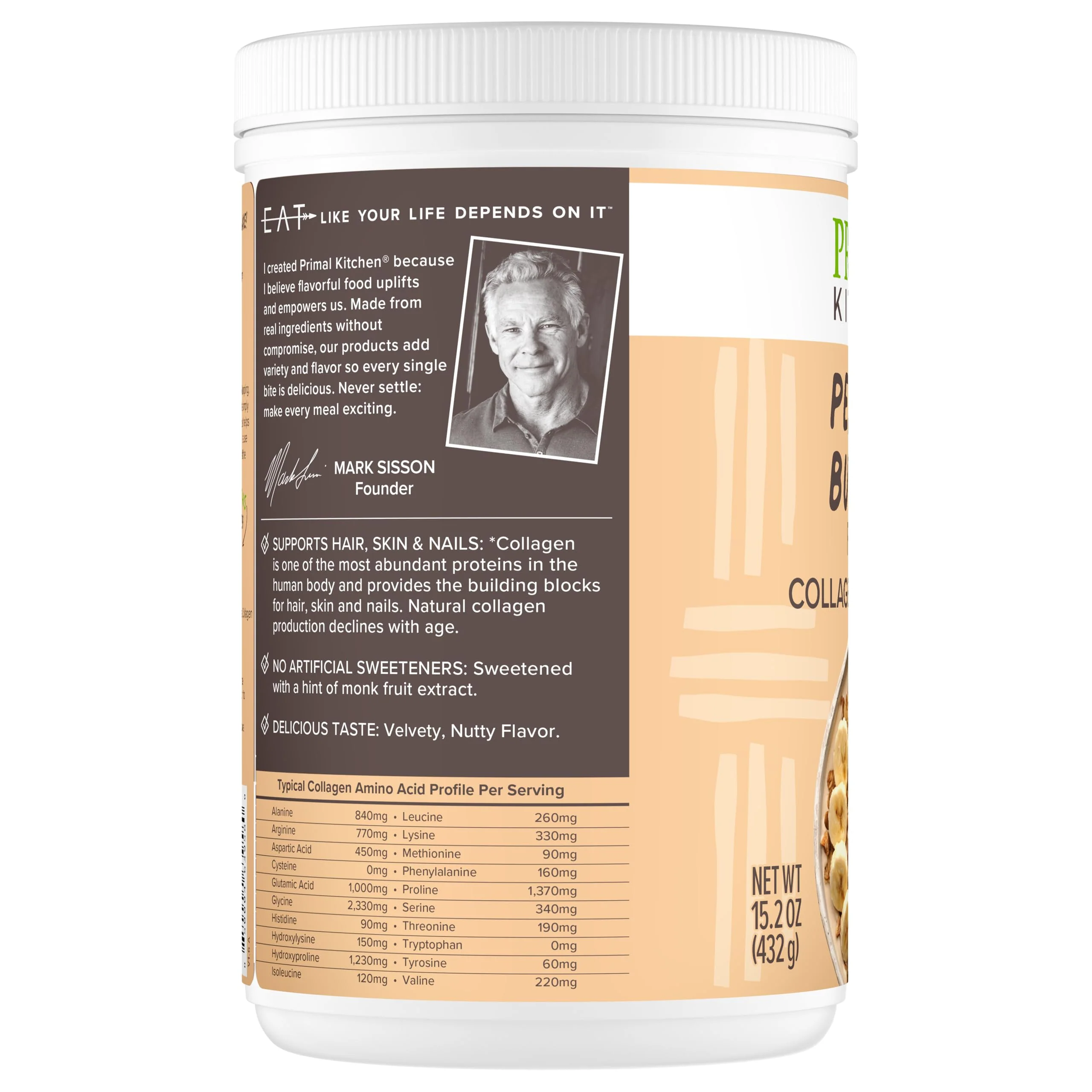 Primal Kitchen Peanut Butter Flavor Collagen Fuel Drink Mix 14.3 oz - Image 4