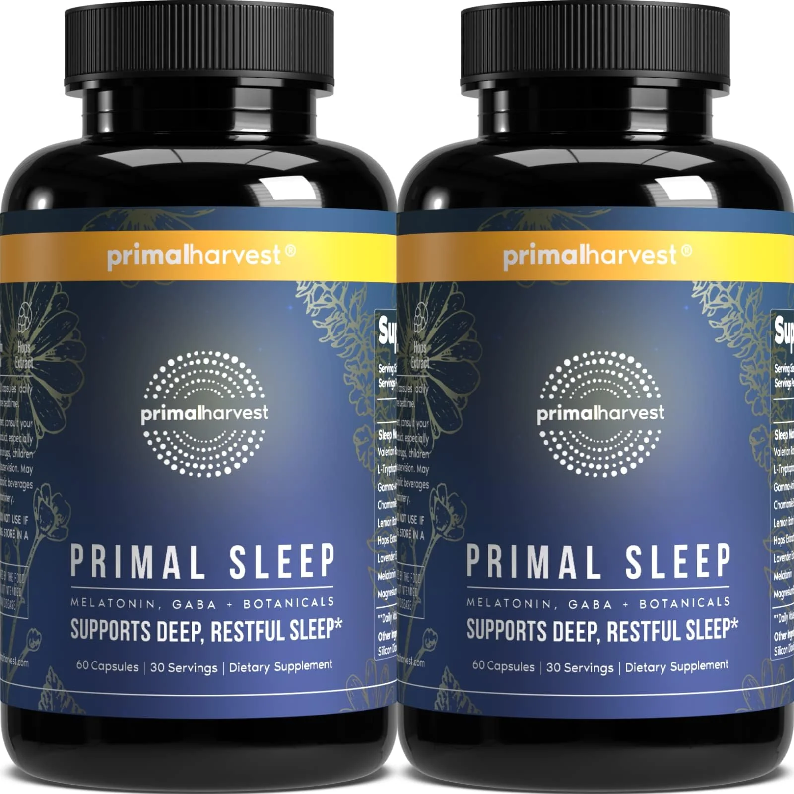 Primal Sleep 2 Pack by Primal Harvest – 120 Capsules (Valerian, L-Tryptophan, GABA, Chamomile, Melatonin 3 mg) - Image 7