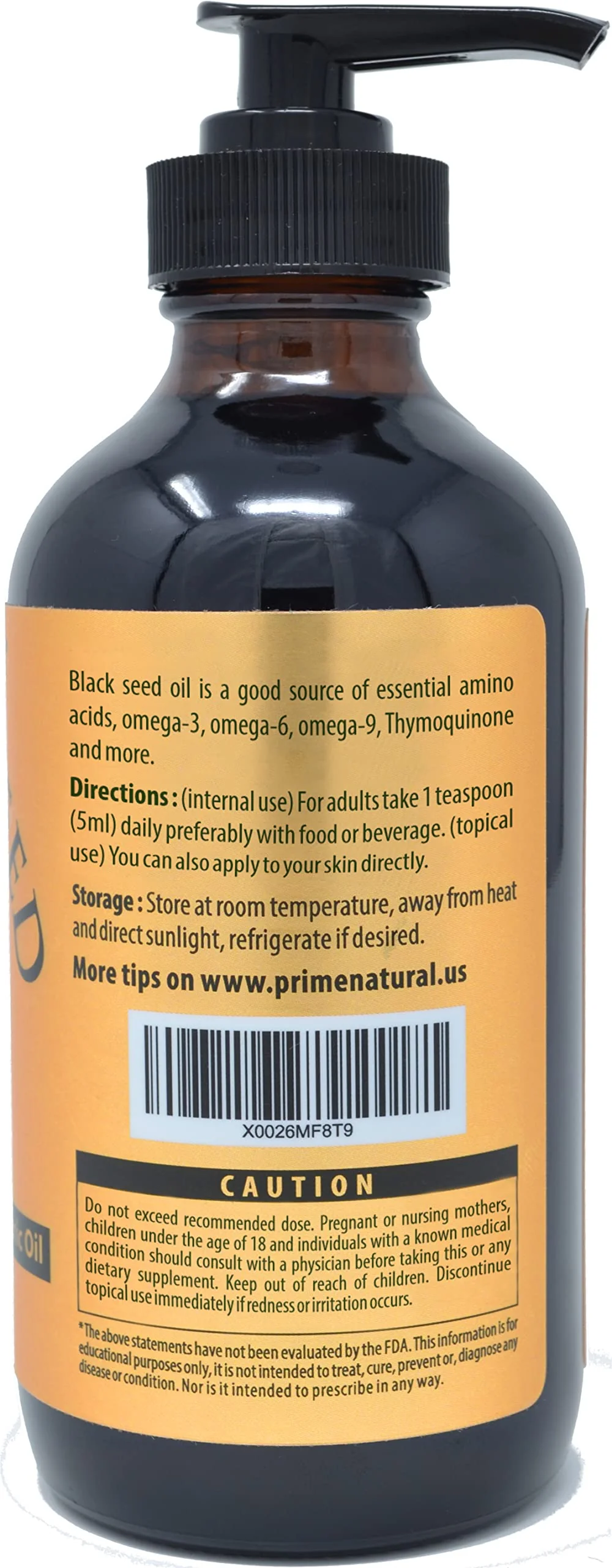 Prime Natural Organic Black Seed Oil 8oz — Cold Pressed, 1.7% Thymoquinone | USDA Organic, Turkish Nigella Sativa - Image 3
