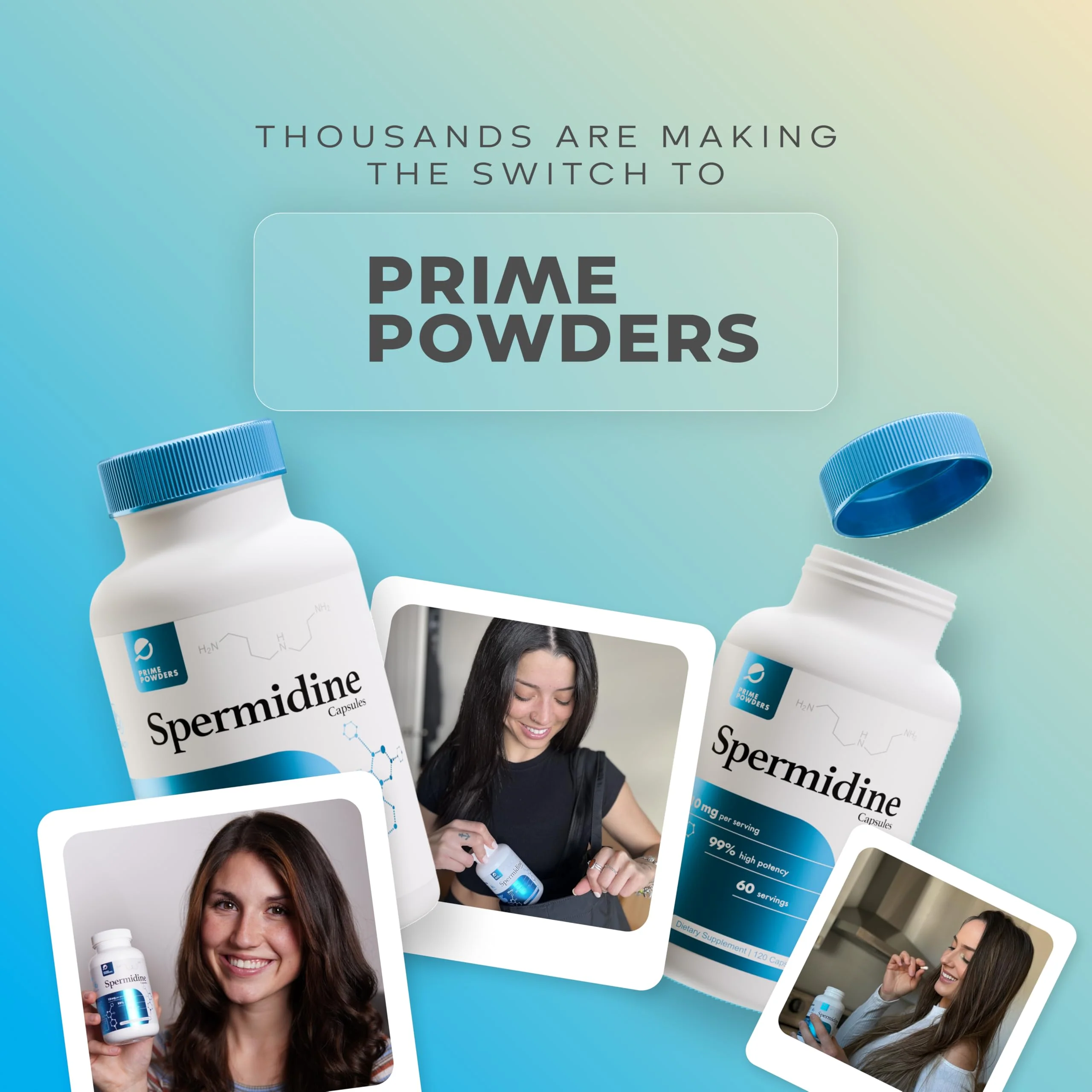 Prime Powders Spermidine Capsules – Gluten Free, 99% Purity, 10 mg Serving, DNA Telomere Support - Image 6