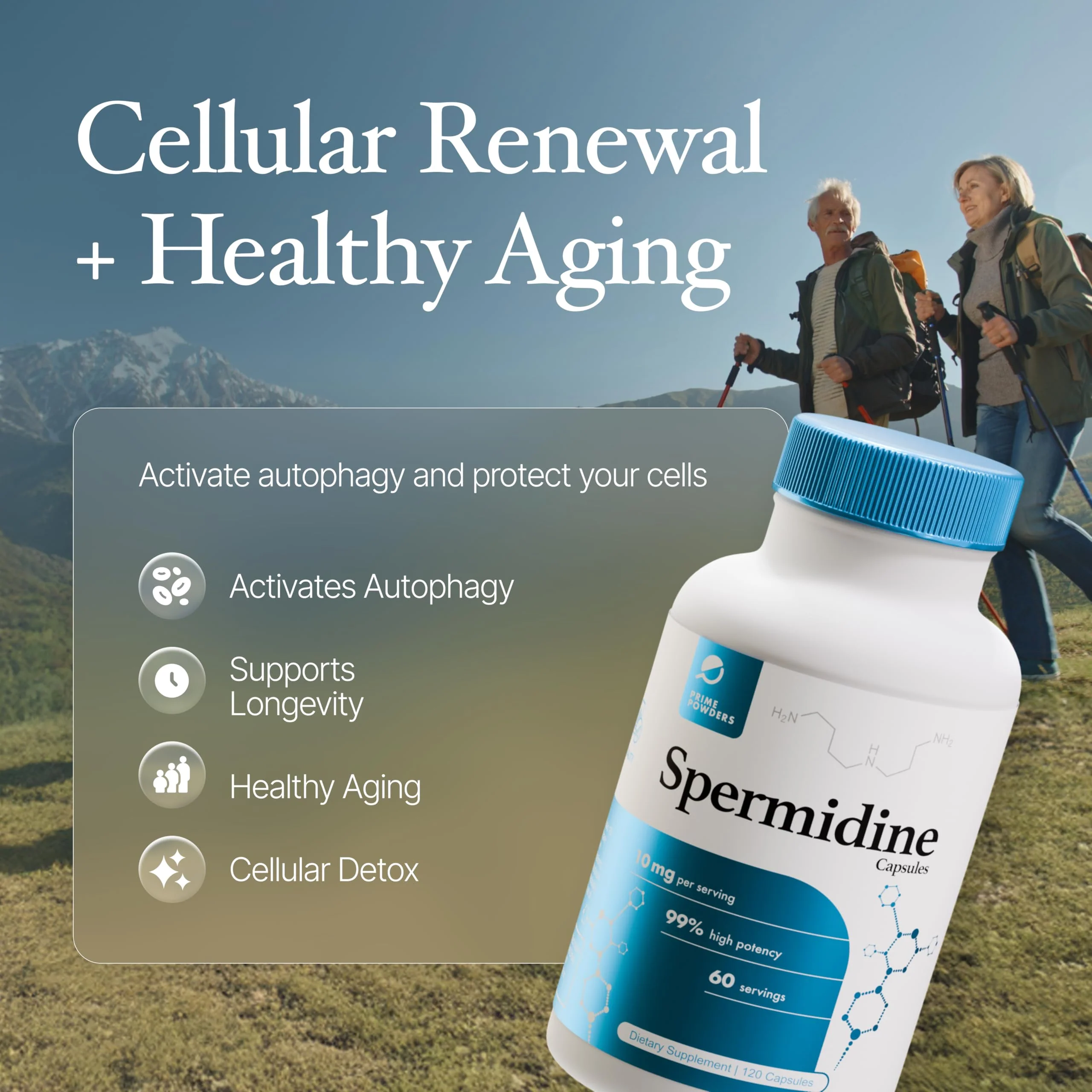 Prime Powders Spermidine Capsules – Gluten Free, 99% Purity, 10 mg Serving, DNA Telomere Support - Image 8