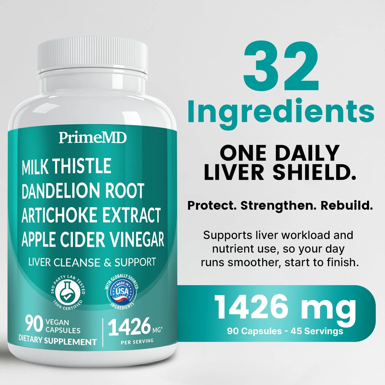 PrimeMD 32-in-1 Liver Support with Milk Thistle – 180 Count (Pack of 2) – 1426mg - Image 2