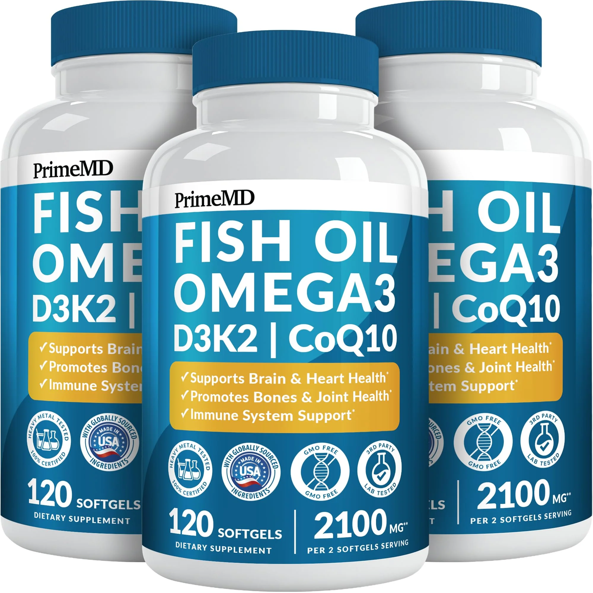 PrimeMD 5-in-1 Fish Oil Omega-3 2100mg with D3, K2 and CoQ10 – Lemon (120 softgels, Pack of 3) - Image 10