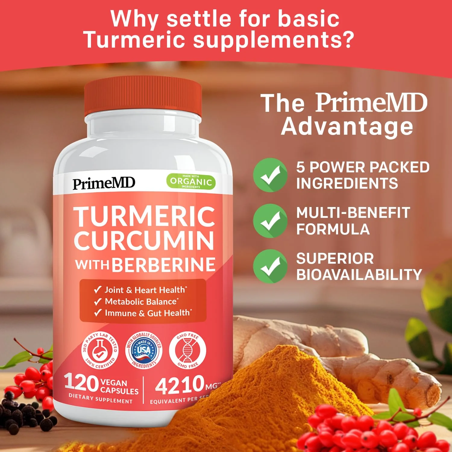 PrimeMD 5-in-1 Organic Turmeric Curcumin with Berberine & Bioperine – 120 ct (Pack of 3) - Image 14