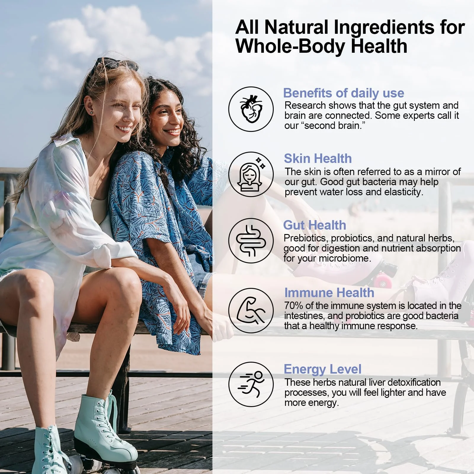 Probiotics for Women and Men - 300 Billion CFU, 24 Strains, 15 Organic Herbs + Prebiotics - Shelf-Stable Gut Health Supplement (8 Month Supply) - Image 4