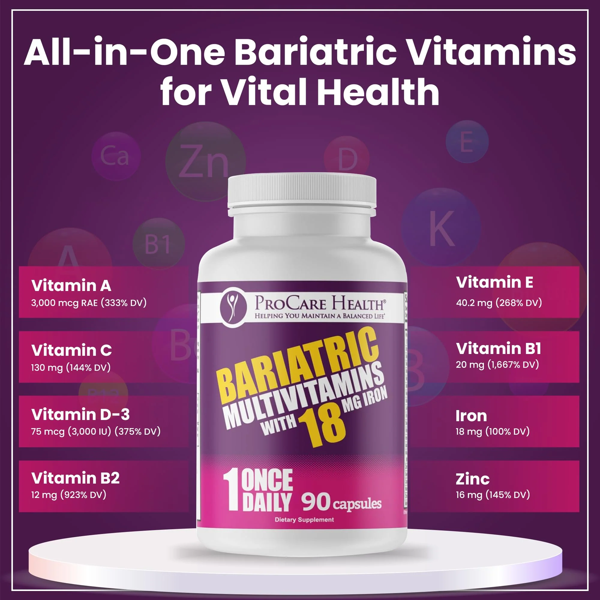 ProCare Health Bariatric Multivitamin with Iron – 3 Month Supply (90 Capsules) | Post-Op Vitamins - Image 11