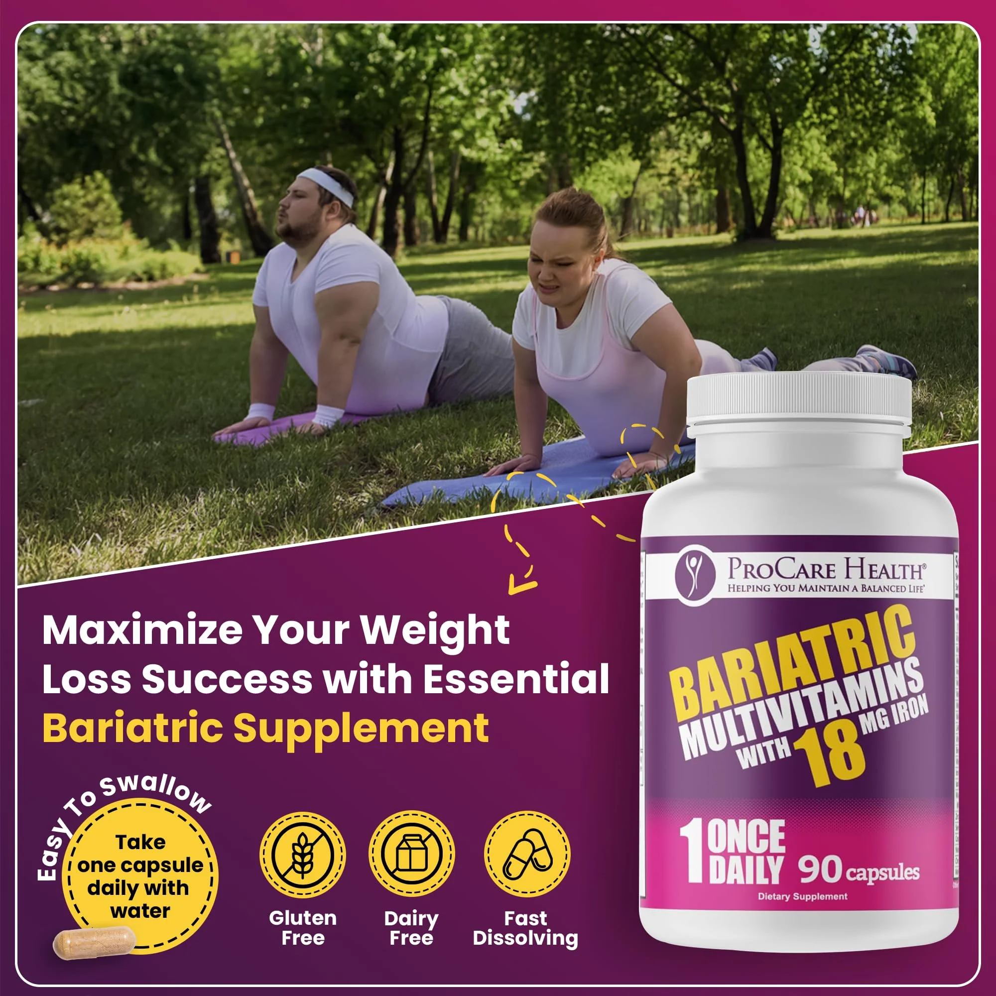 ProCare Health Bariatric Multivitamin with Iron – 3 Month Supply (90 Capsules) | Post-Op Vitamins - Image 2