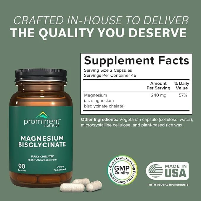 Prominent Nutrition Magnesium Bisglycinate Capsules – Brain Health, 240 mg, 2 Pack - Image 2