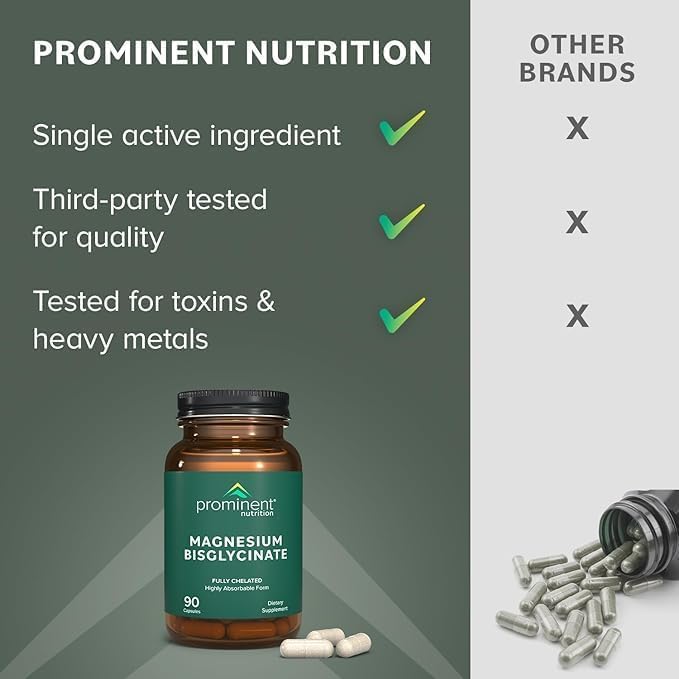 Prominent Nutrition Magnesium Bisglycinate Capsules – Brain Health, 240 mg, 2 Pack - Image 4