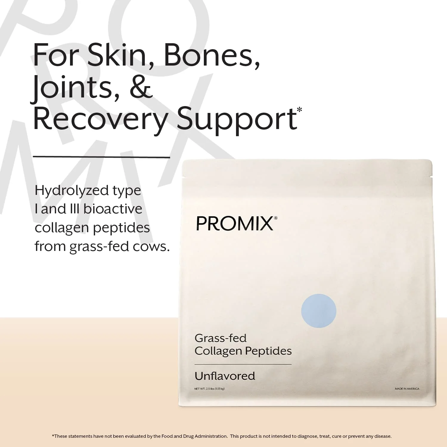 Promix Hydrolyzed Collagen Peptides - Grass-Fed Type I & III, Unflavored, 2 x 2.5 lb | ProMix Nutrition - Image 2