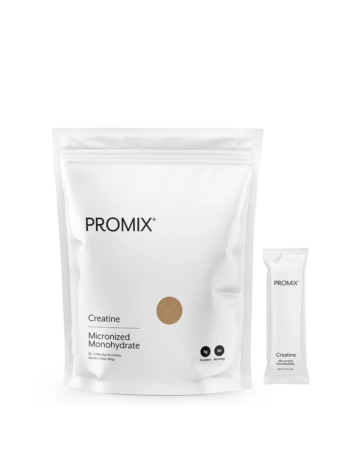 ProMix Nutrition Creatine Monohydrate Travel Packs – 5g Micronized Creatine, 30 Servings, Vegan