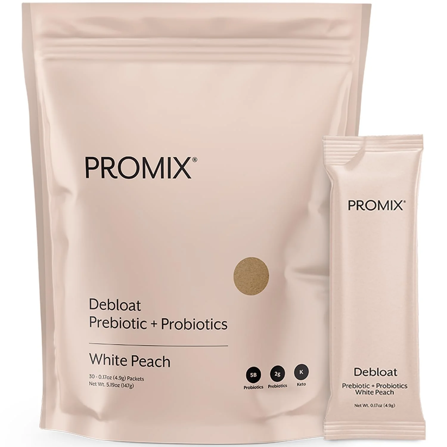 ProMix Nutrition Debloat: Prebiotics & Probiotics for Bloating Relief (White Peach) - 30 Servings