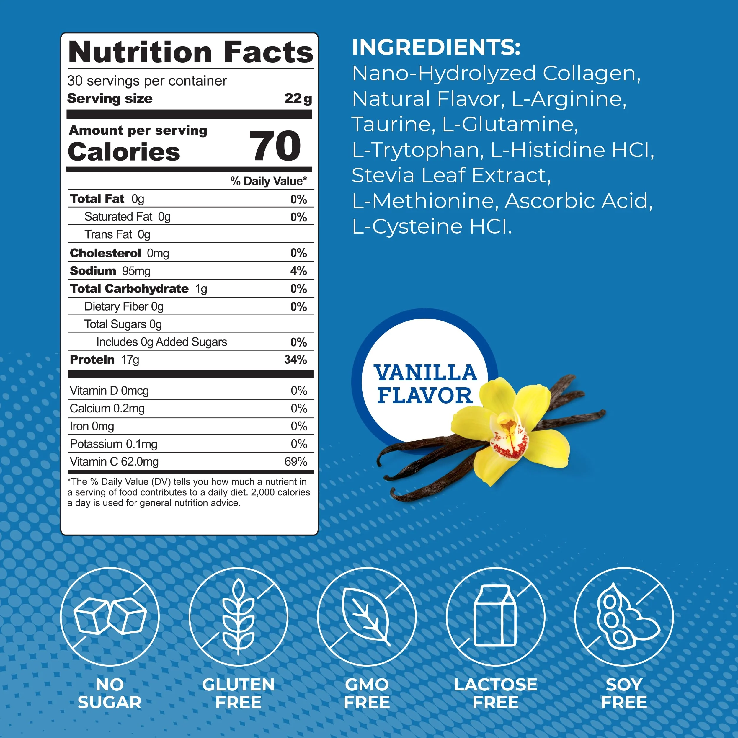 ProT Gold Collagen Protein Powder Vanilla, 23 oz | 30 Servings, 17g Protein, Gluten Free - Image 4