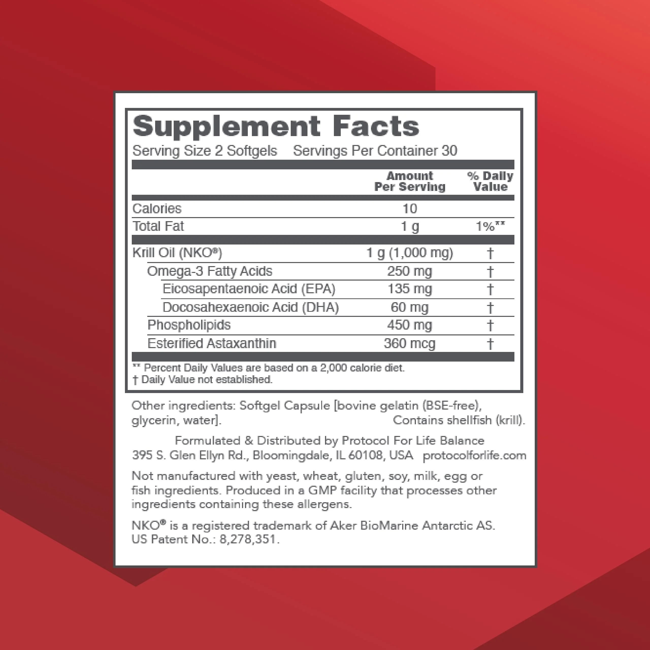 PROTOCOL FOR LIFE BALANCE Krill Oil 1,000mg – Extra Strength DHA & EPA Krill Oil with Astaxanthin (60 Softgels) - Image 3