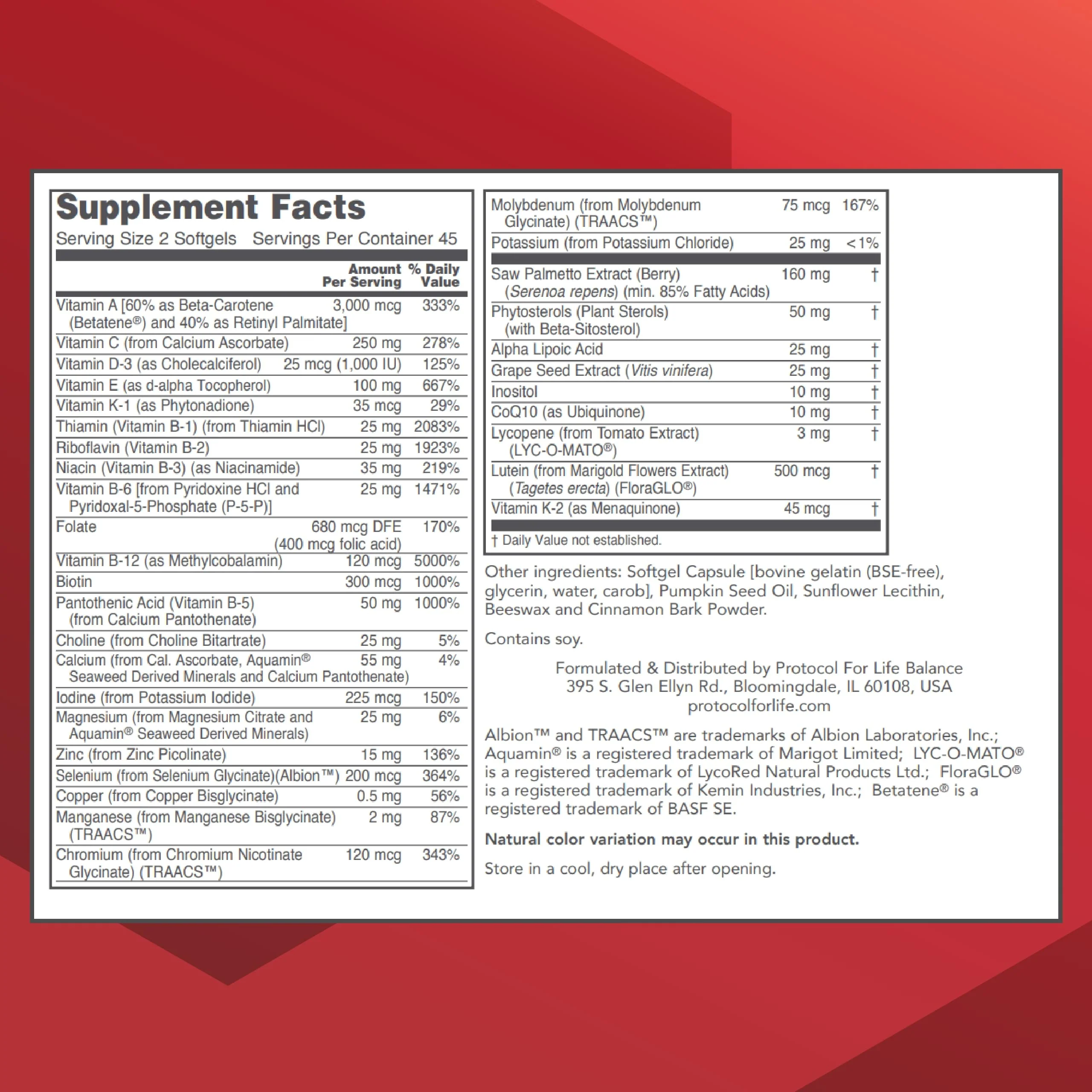 Protocol For Life Balance Ortho Multi Softgels - Men's Prostate Health Multivitamin (90 Softgels) - Image 2