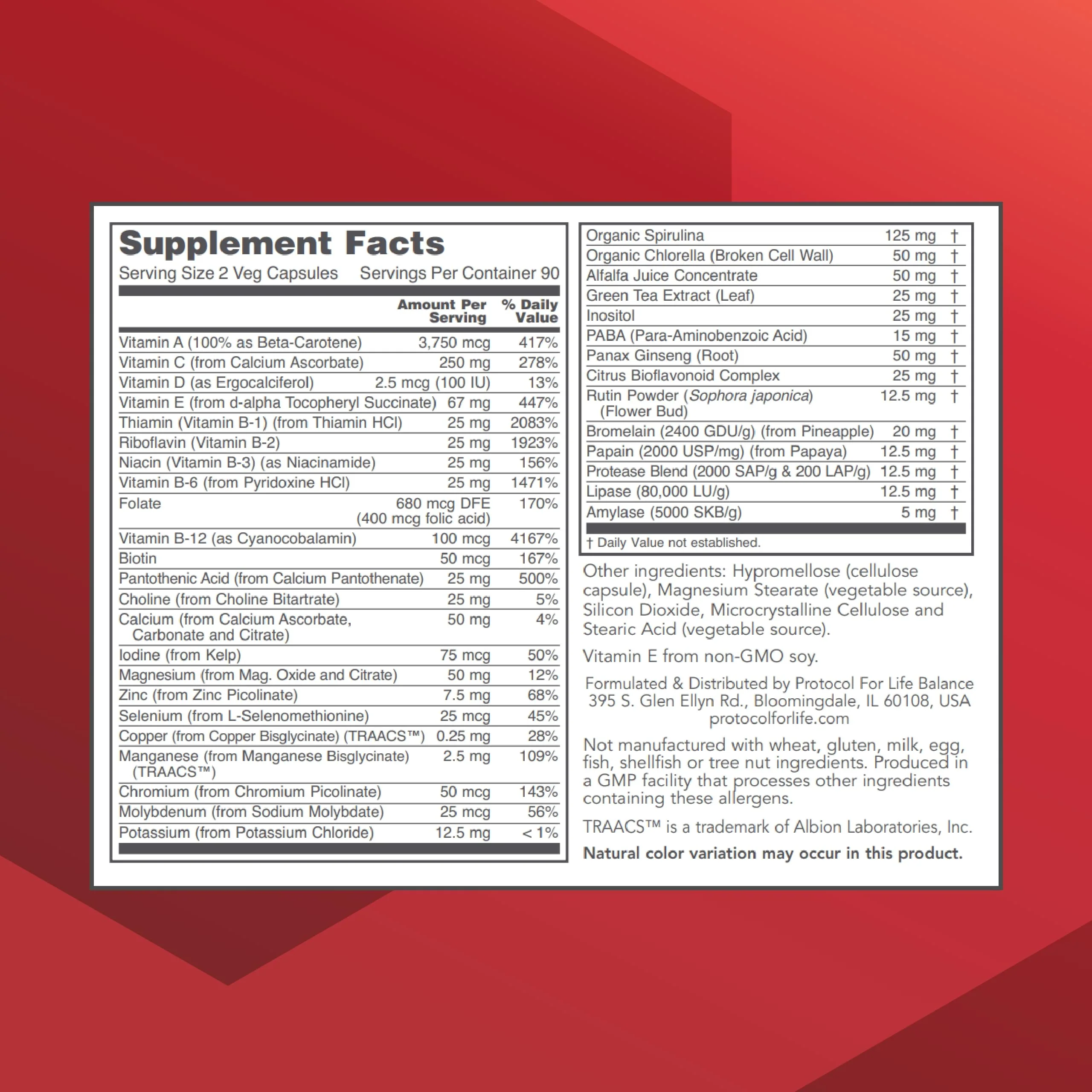 Protocol Ortho Multi Greens – Multivitamin with Green Superfoods, Iron Free (180 Veg Caps) - Image 2
