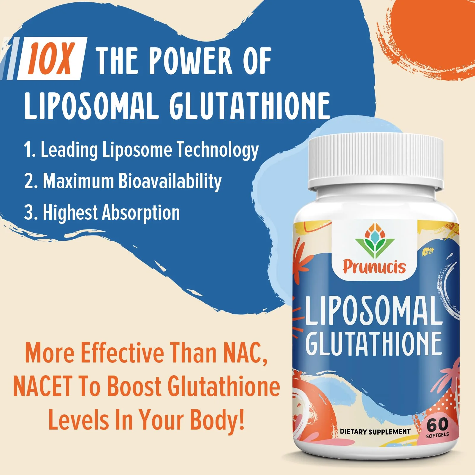 Prunucis 2400MG Liposomal Glutathione with Vitamin C, Milk Thistle & Alpha-Lipoic Acid – High Absorption, 360 Softgels - Image 11