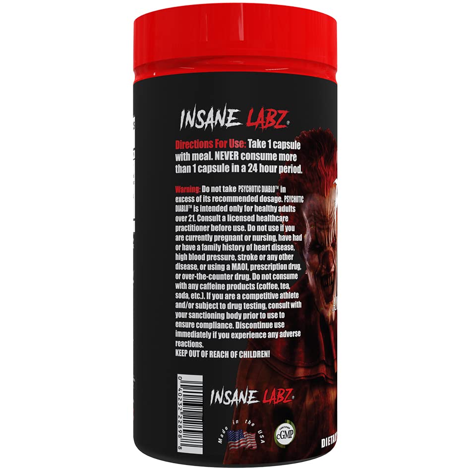 Psychotic Diablo Thermogenic Fat Burner by Insane Labz – Grains of Paradise, Theobromine, AMPiberry | 60 Servings - Image 3
